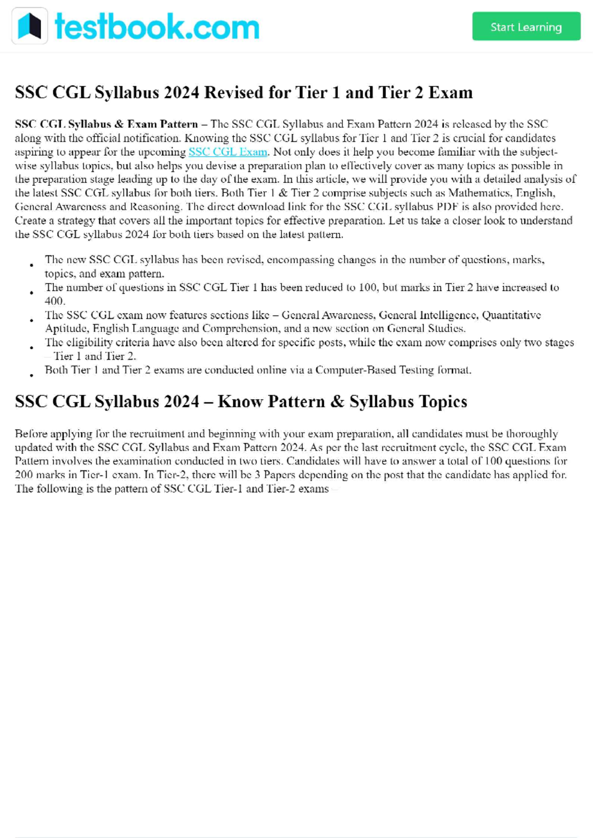 SSC CGL Syllabus 2024 Revised for Tier 1 and Tier 2 Exam - B.com ...