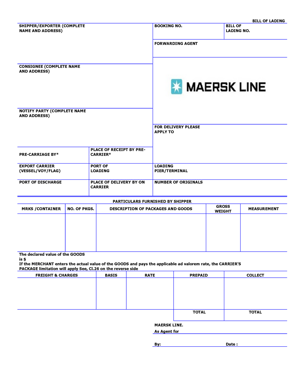 Sesión 27 Formato BL - arramsansan - BILL OF LADING SHIPPER/EXPORTER  (COMPLETE NAME AND ADDRESS) - Studocu