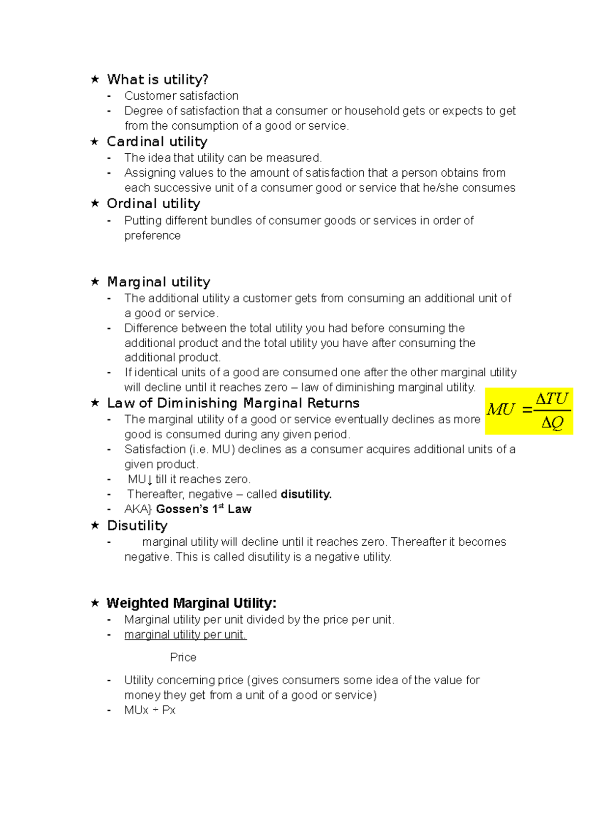 Chapter 7} Utility - Summary Basic Micro-Economics / Basiese Mikro ...