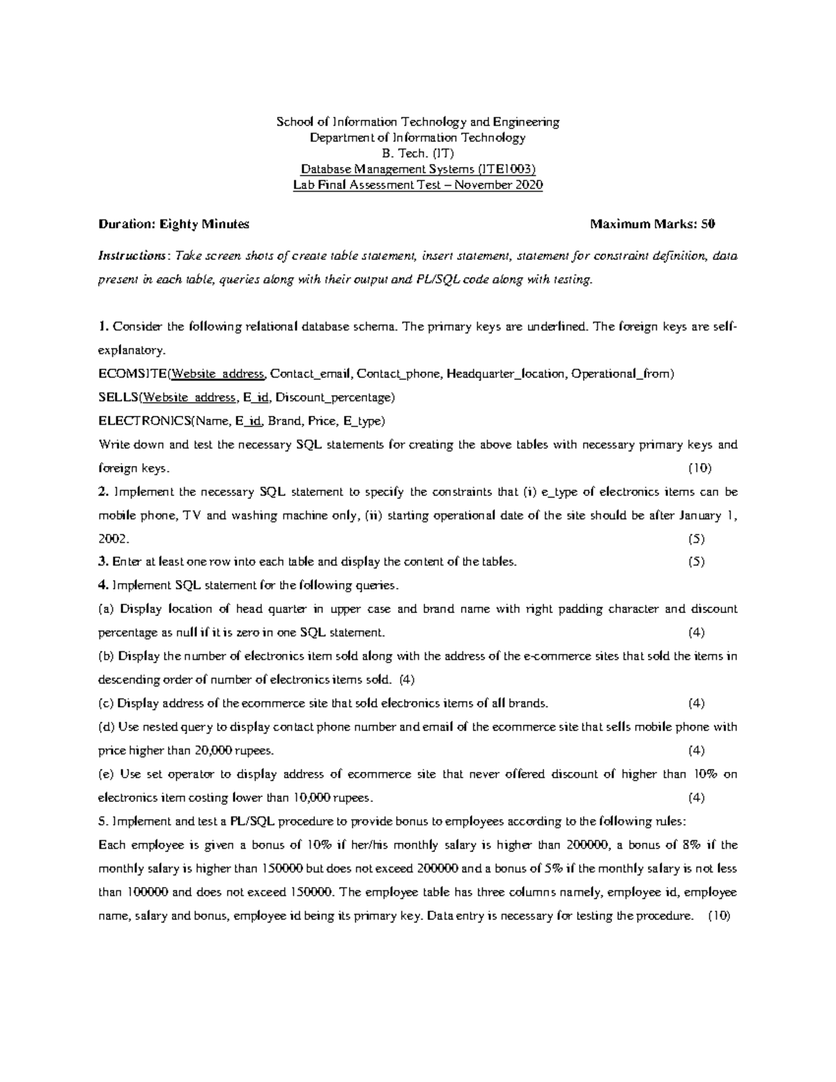 VL2020210105052 FAT - Assignment Questions - School of Information ...
