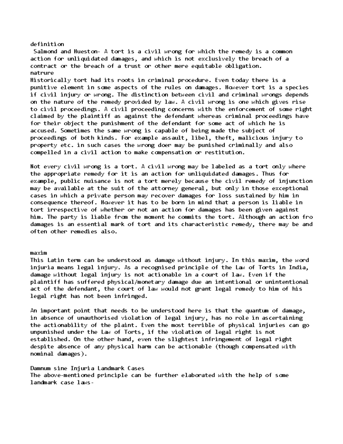 Pdf definition Salmond and Hueston A tort is a civil wrong for which