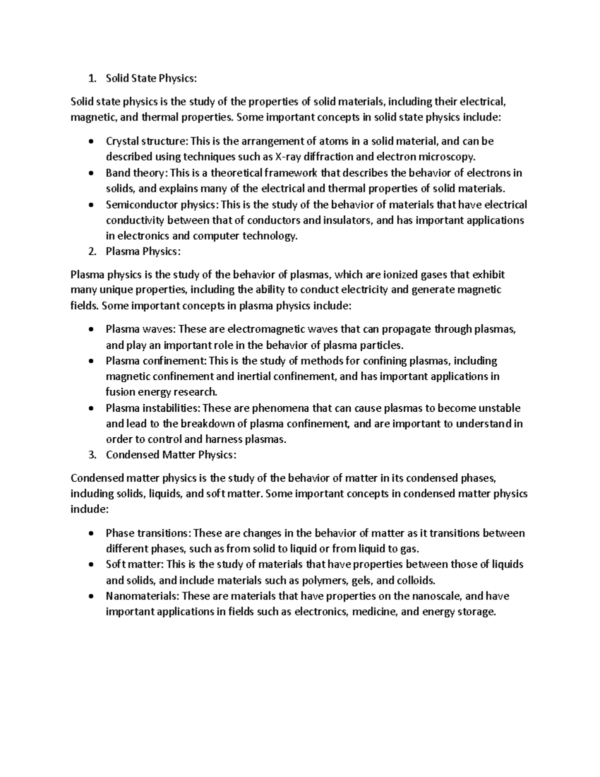 Physics - Solid State Physics: Solid state physics is the study of the ...
