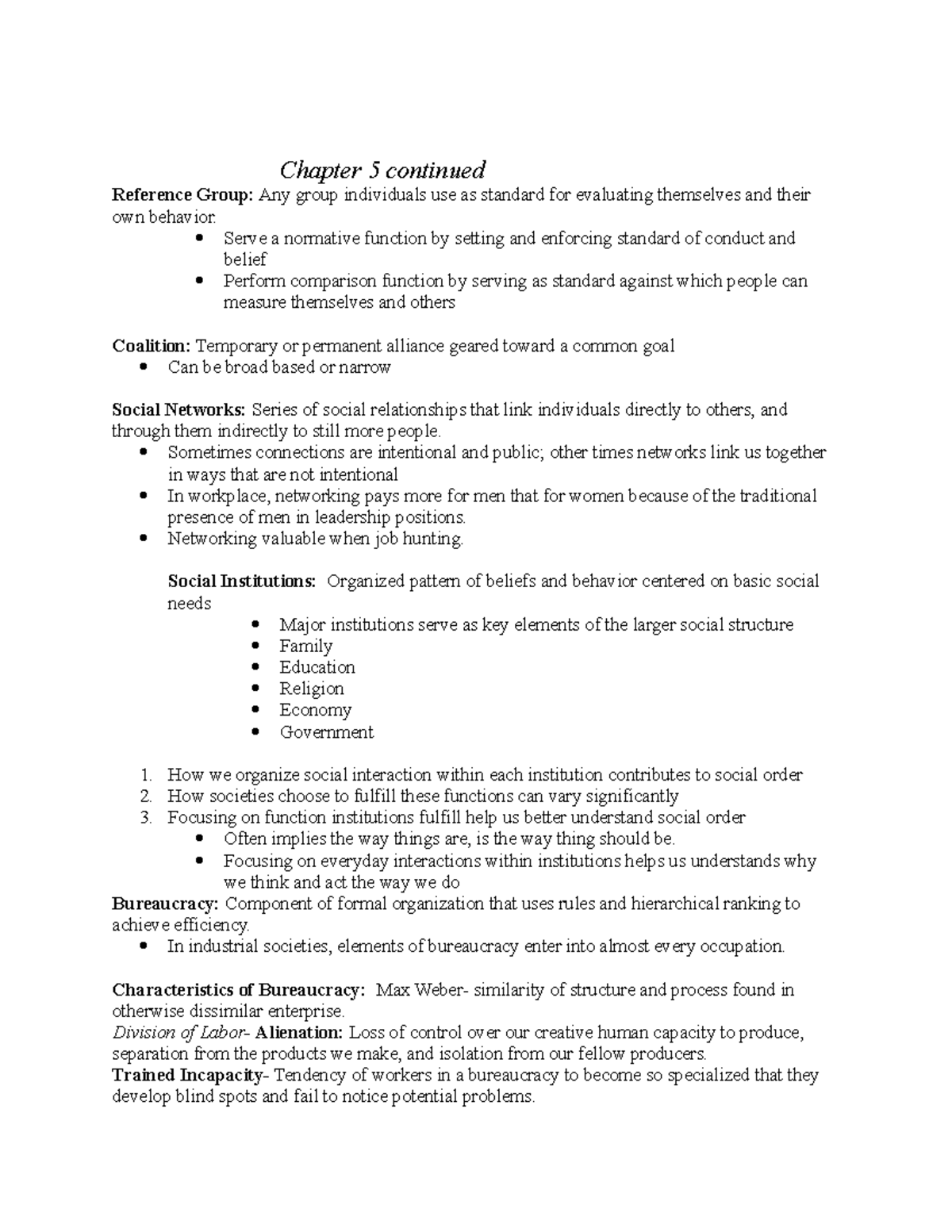 Sociology notes - Chapter 5 continued Reference Group: Any group ...