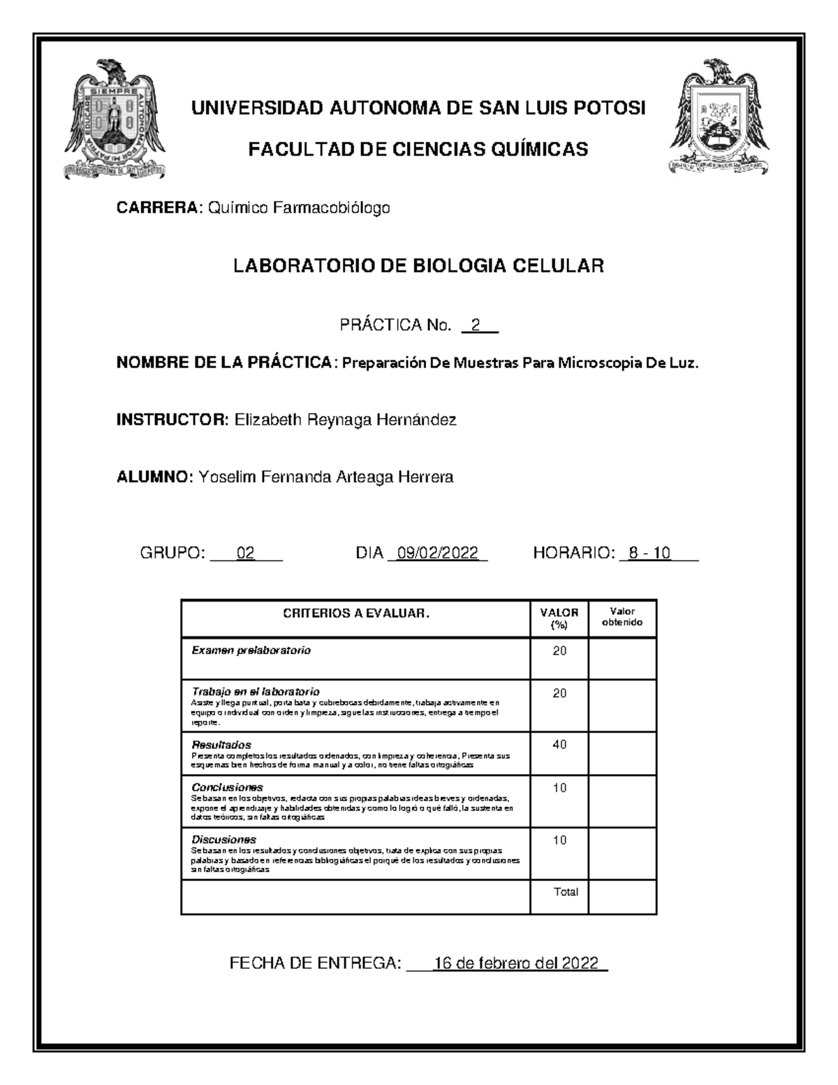 Practica 2 Lab Bio Cel - UNIVERSIDAD AUTONOMA DE SAN LUIS POTOSI ...