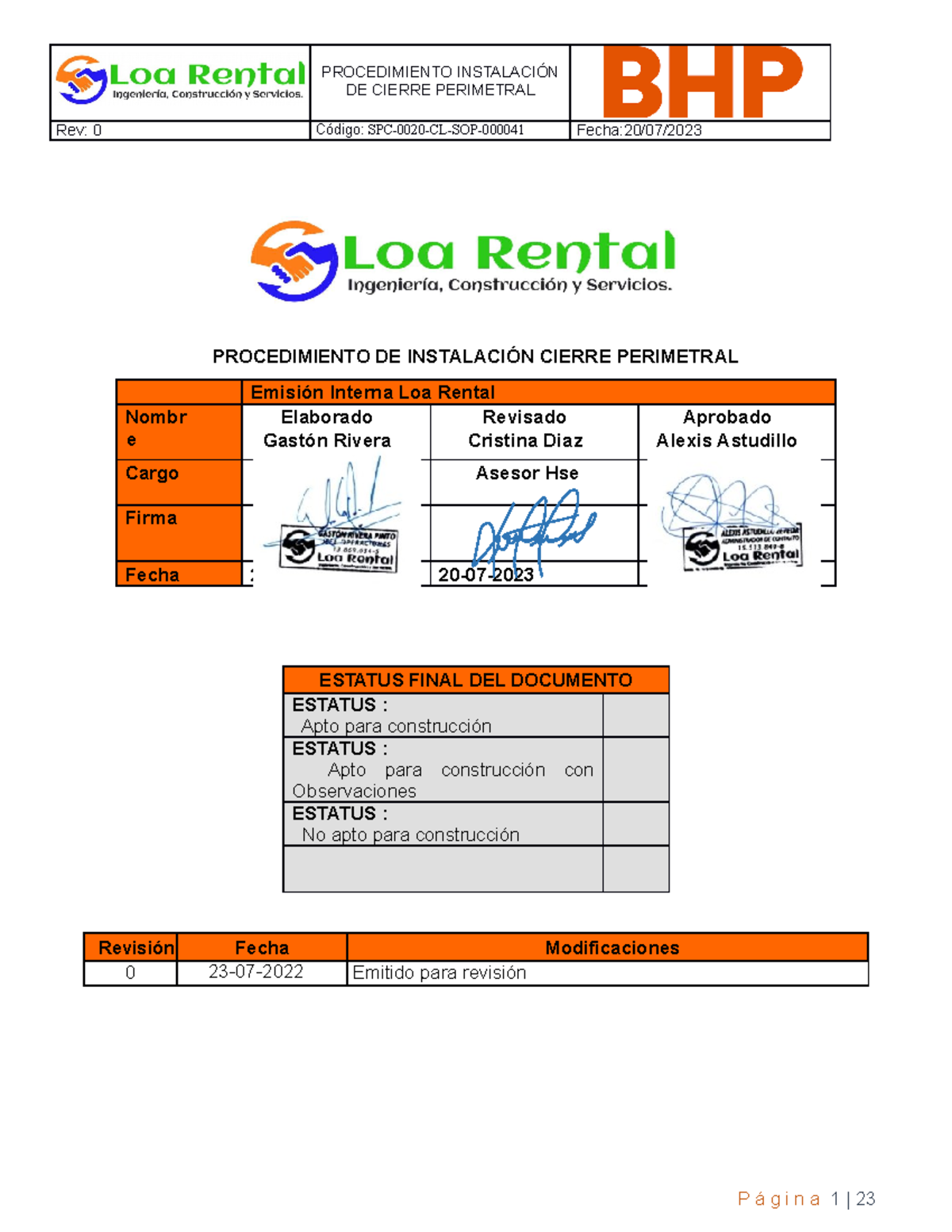 Procedimiento Cierre Perimetral V3 - DE CIERRE PERIMETRAL Rev: 0 Código ...