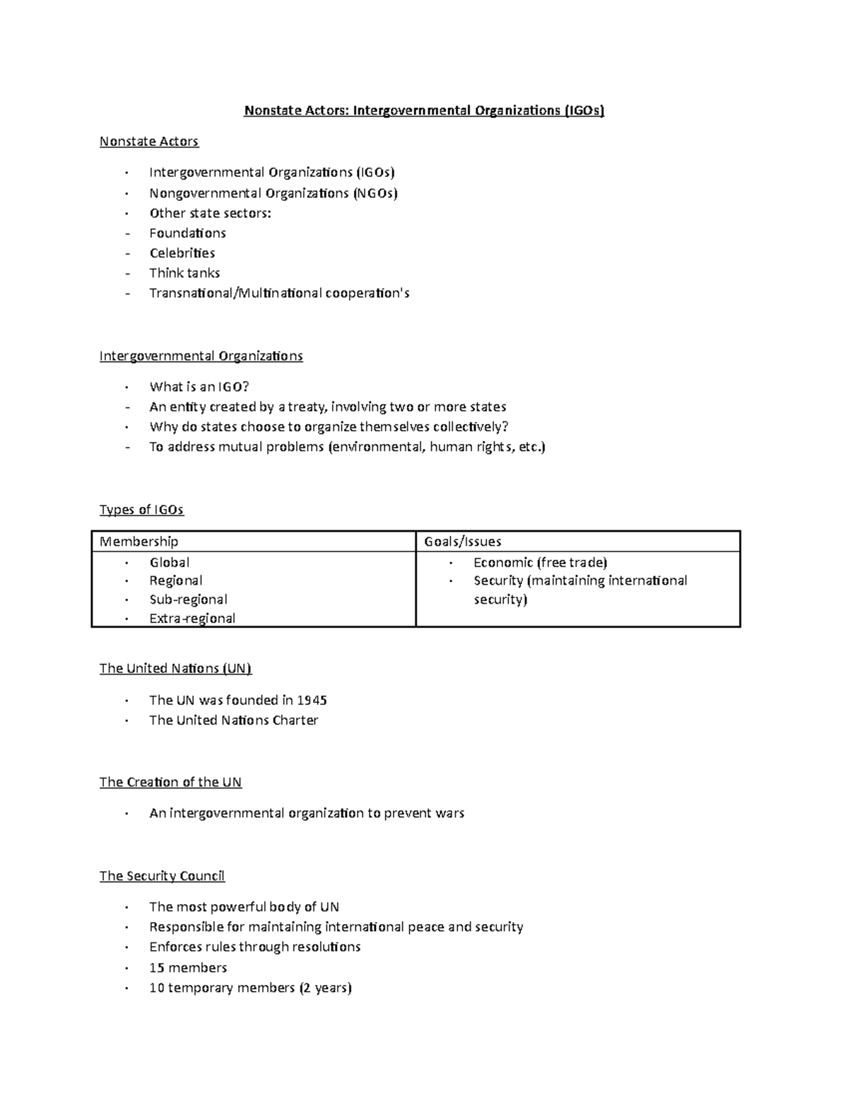 Nonstate Actors (IGOs) - Nonstate Actors: Intergovernmental ...