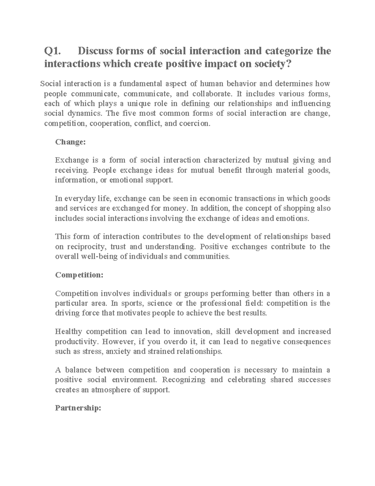 8606 - solved assignment - Q1. Discuss forms of social interaction and ...