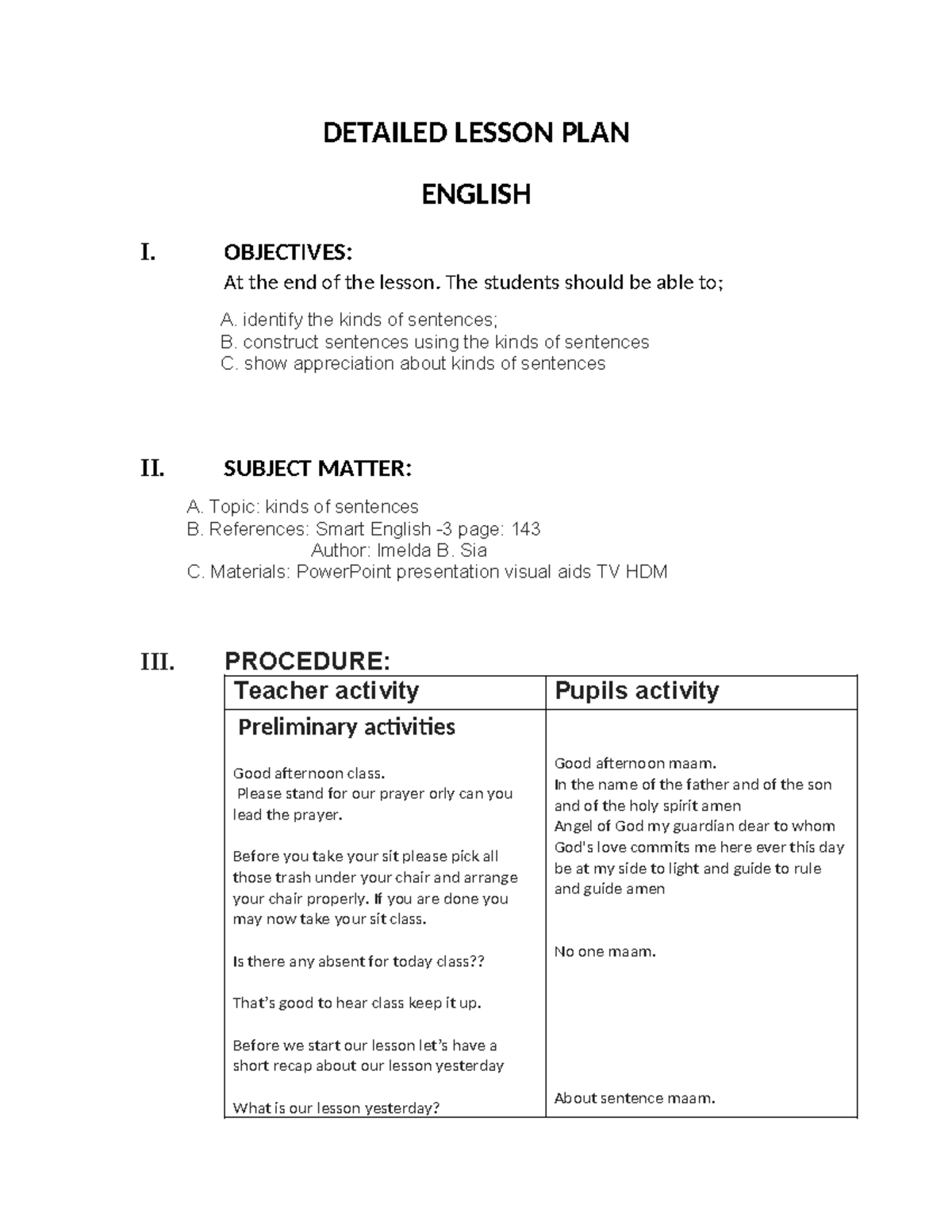 Detailed- Lesson-PLan-kinds-of-sentences - DETAILED LESSON PLAN ENGLISH ...