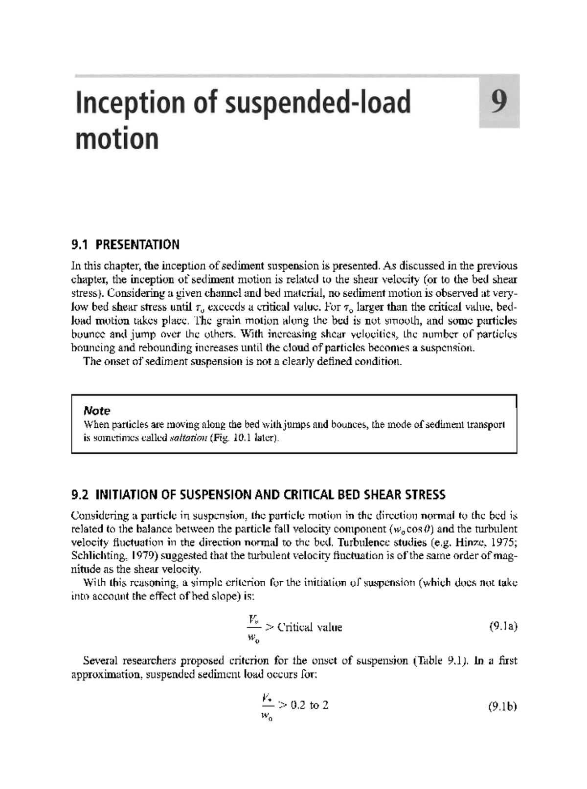 9. Inception of suspendedload motion 183187 Inception of suspended