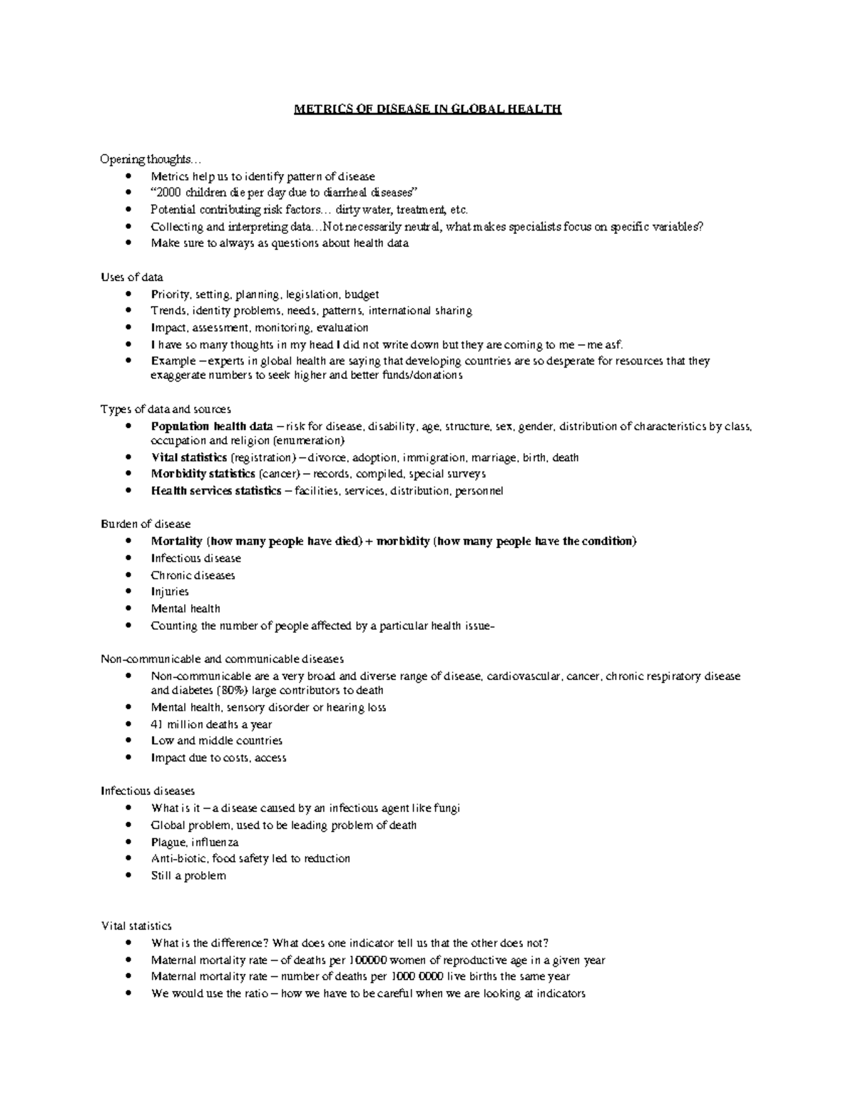 Metrics OF Disease IN Global Health - METRICS OF DISEASE IN GLOBAL ...