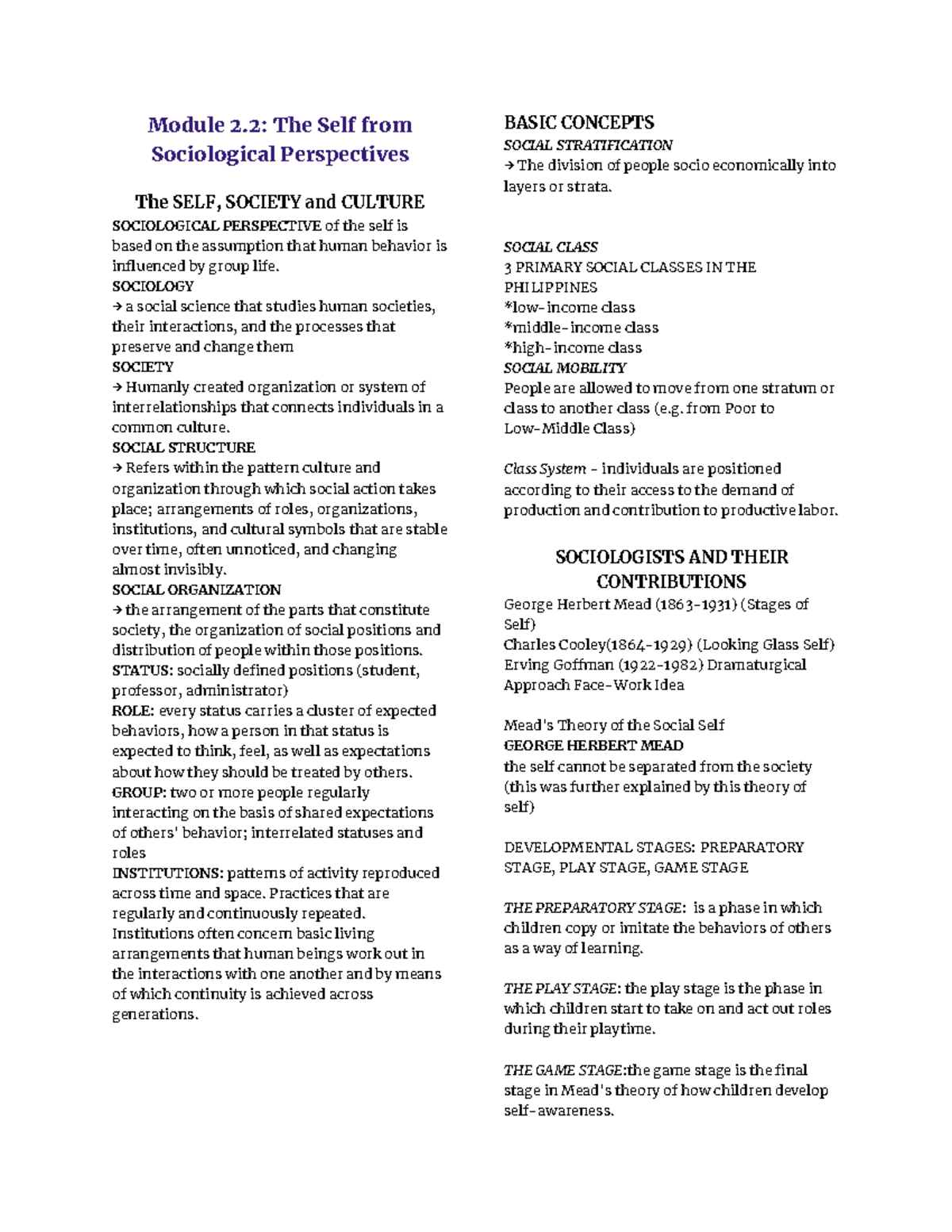 Reviewer in Understanding the Self - Module 2: The Self from ...