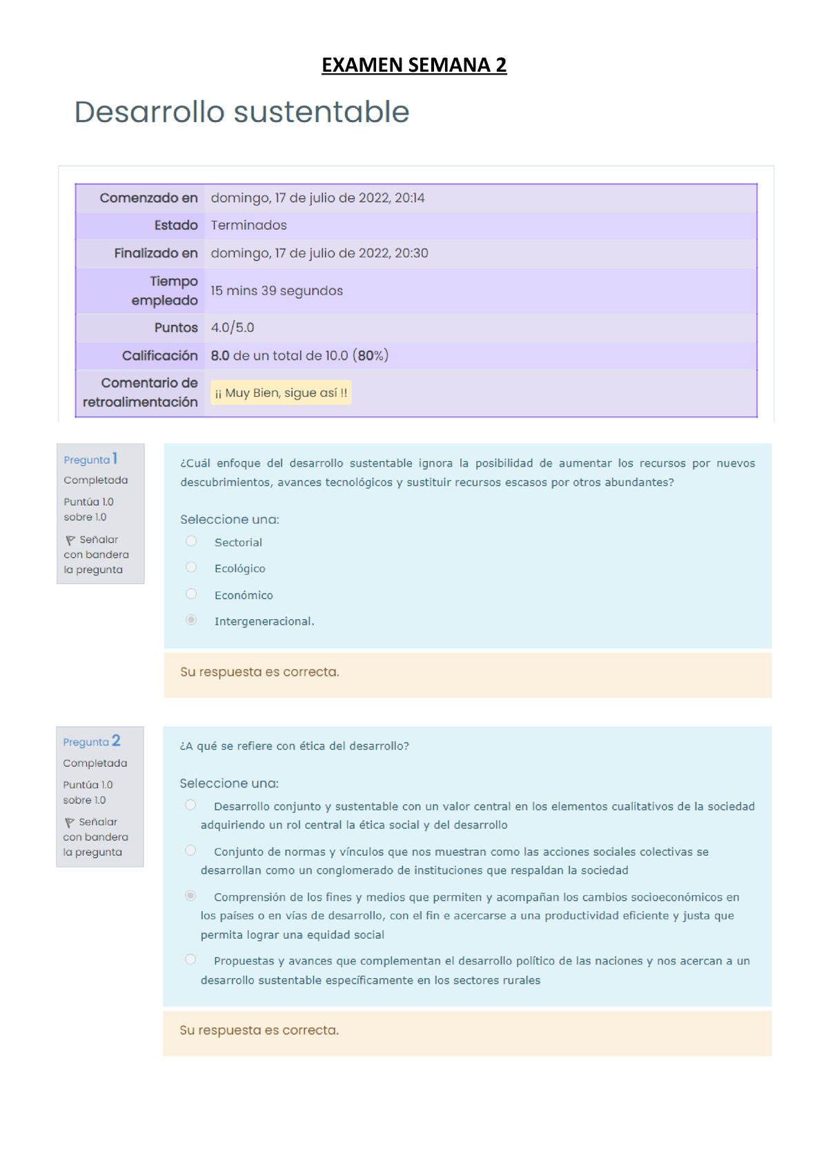 Examen Semana 2 - Desarrollo Sustentable - EXAMEN SEMANA - Studocu