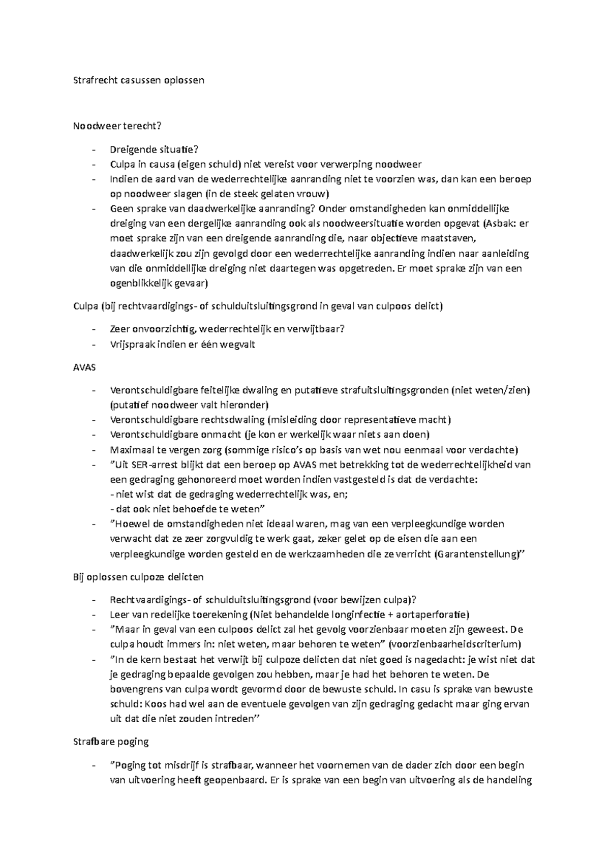 Strafrecht Casussen Stappenplan - Strafrecht Casussen Oplossen Noodweer ...