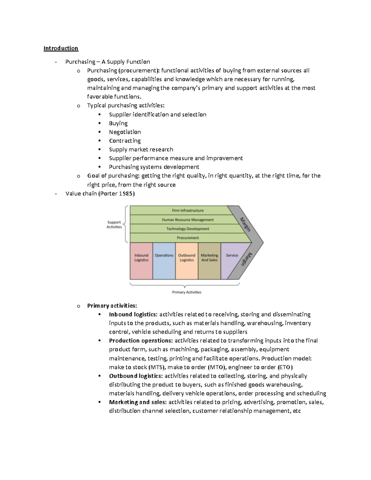 Mgmt 465 review - exam study guide - Introduction Purchasing – A Supply ...