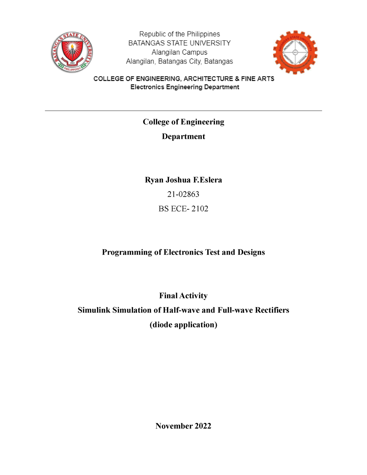 Final Activity Simulink Simulation of Half-wave and Full-wave ...