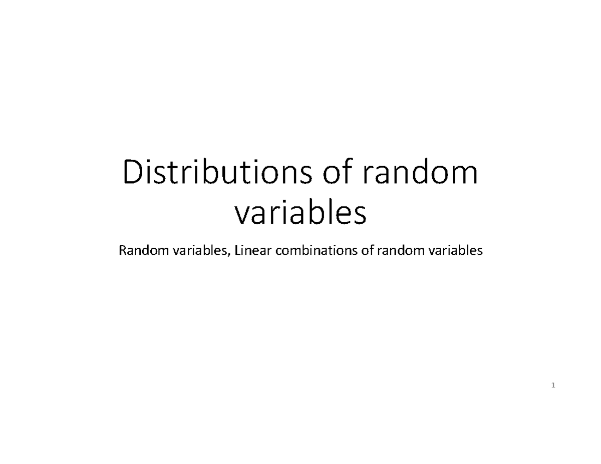 Sec 3.1 Random variables,Linear combinations of random variables