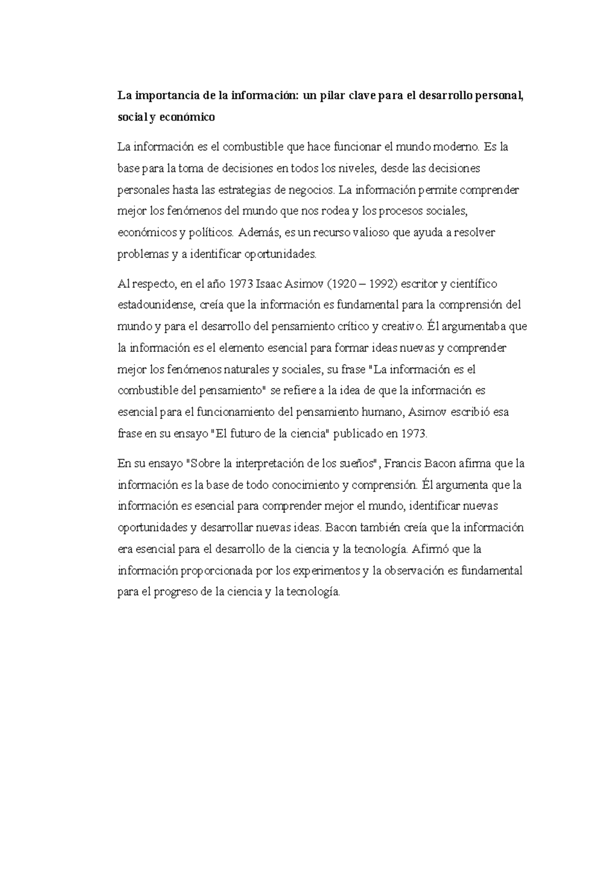 La importancia de la información - Es la base para la toma de ...