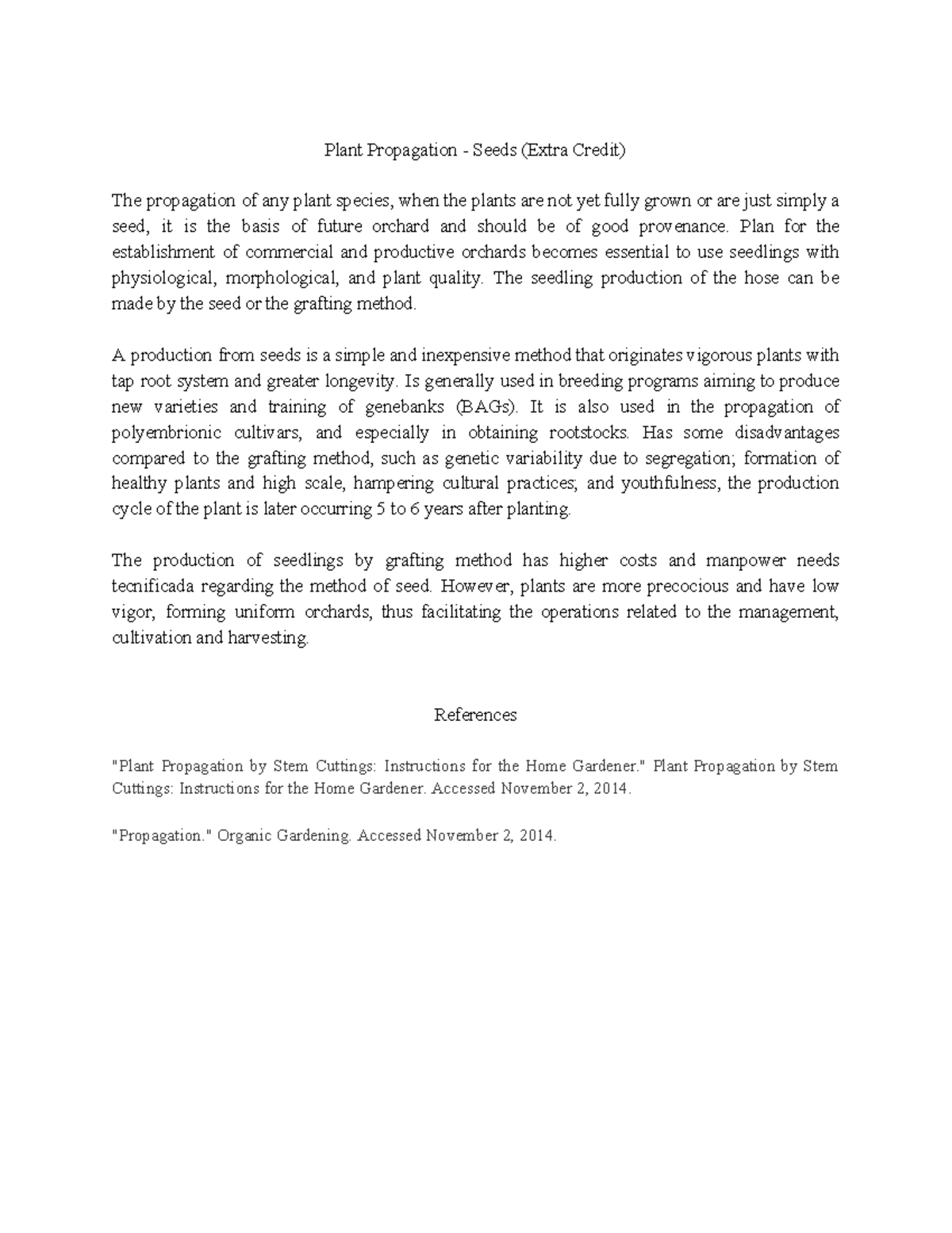 Plant Propagation - Seeds - Plan for the establishment of commercial ...