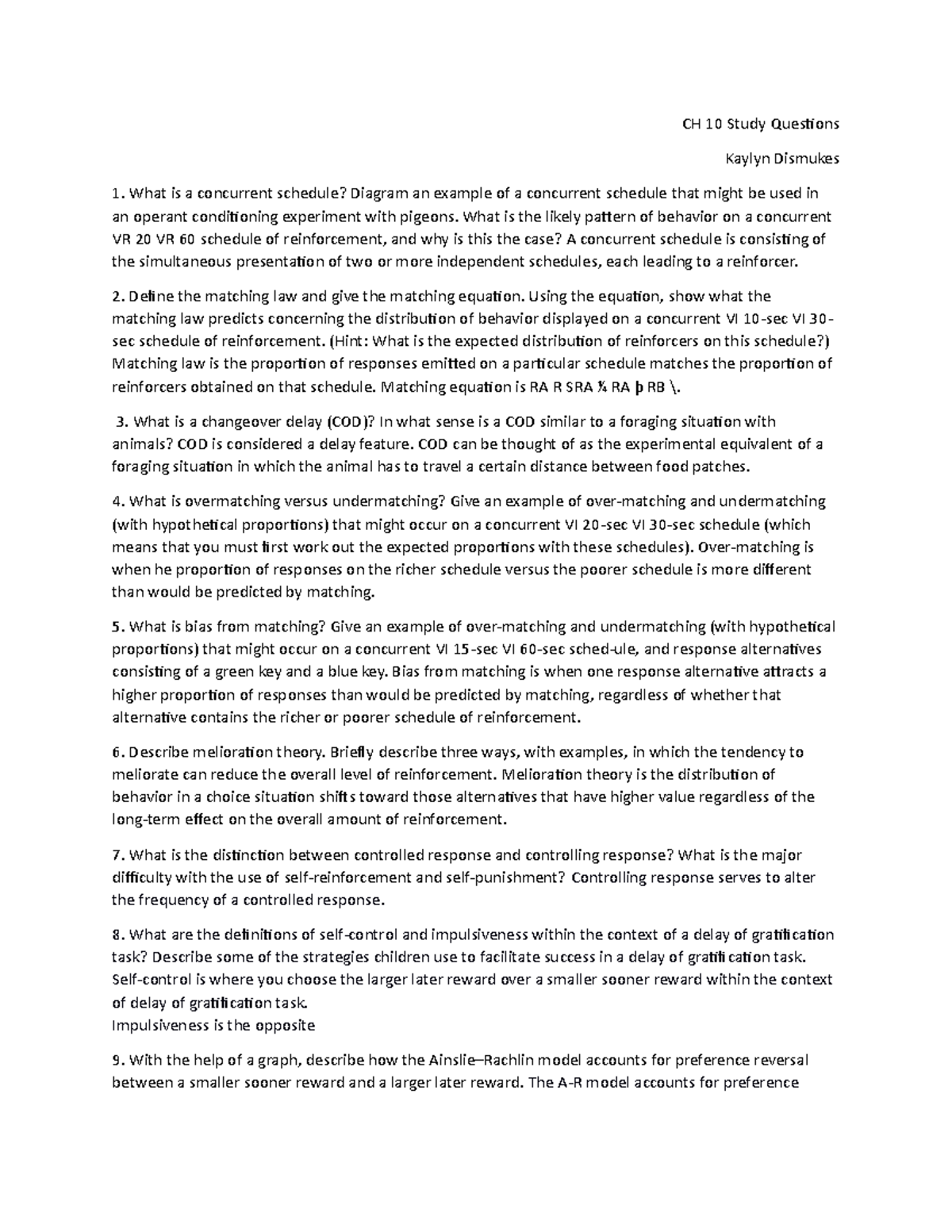 Ch 10 sq - lecture notes for ch 10 - CH 10 Study Questions Kaylyn ...
