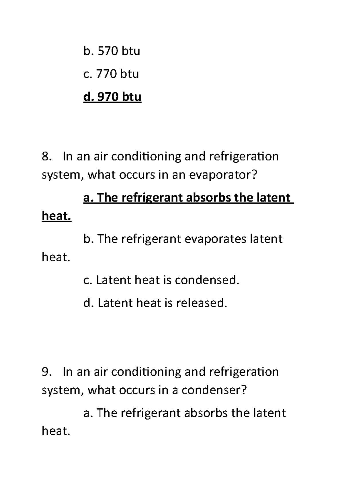 409863545-Hvac-Assignment - B. 570 Btu C. 770 Btu D. 970 Btu In An Air ...