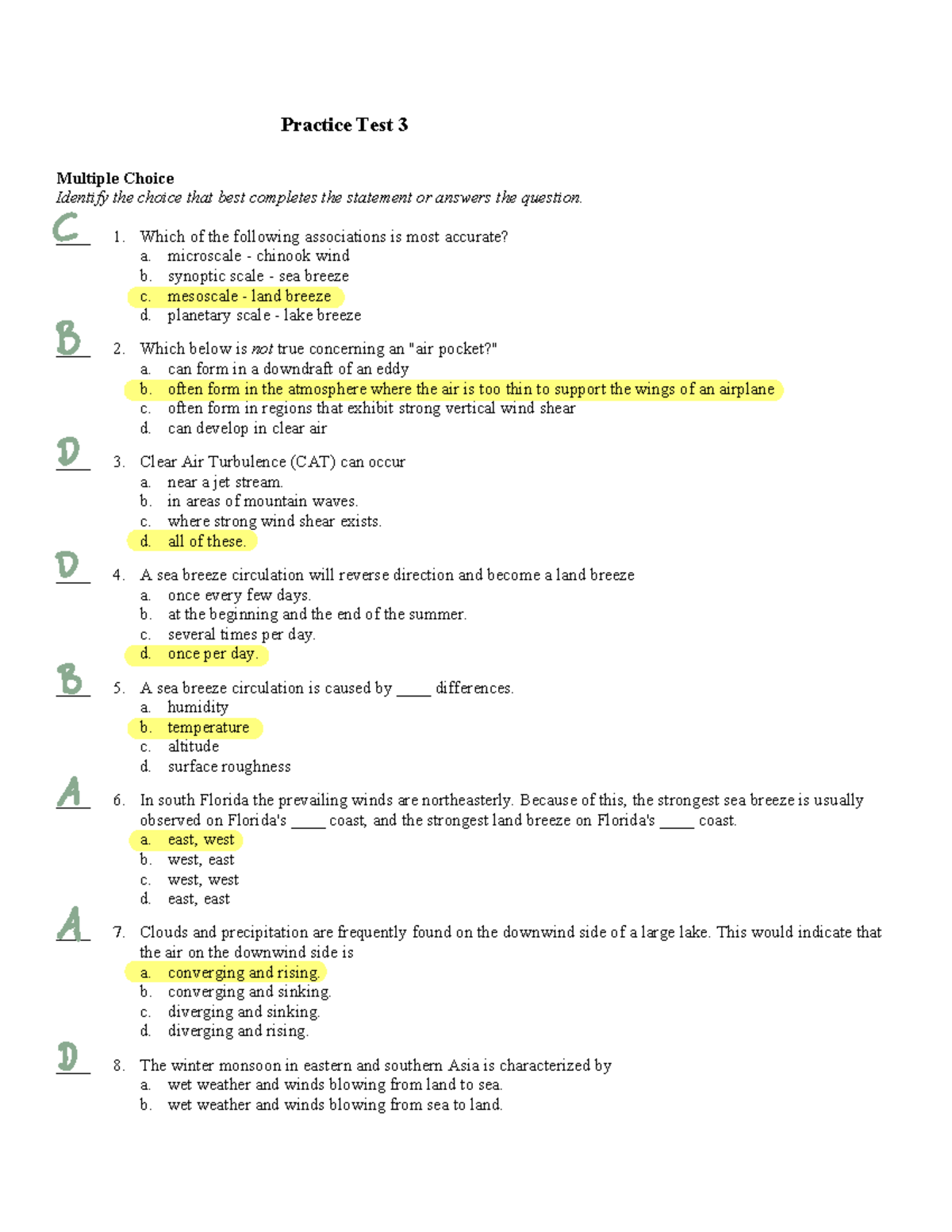 Ch 7-9 Review - Test Practice For Chapters 7-9 - ####### Practice Test ...