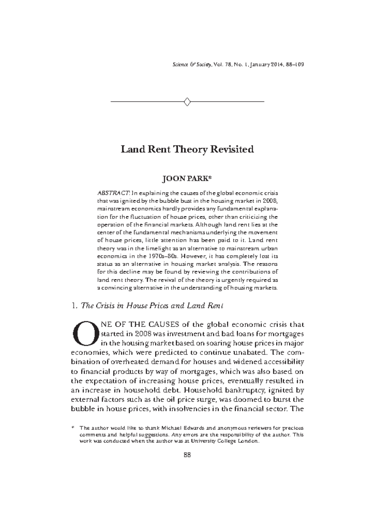 5.Land Rent Theory Revisited • Science & Society, Vol. 78, No. 1