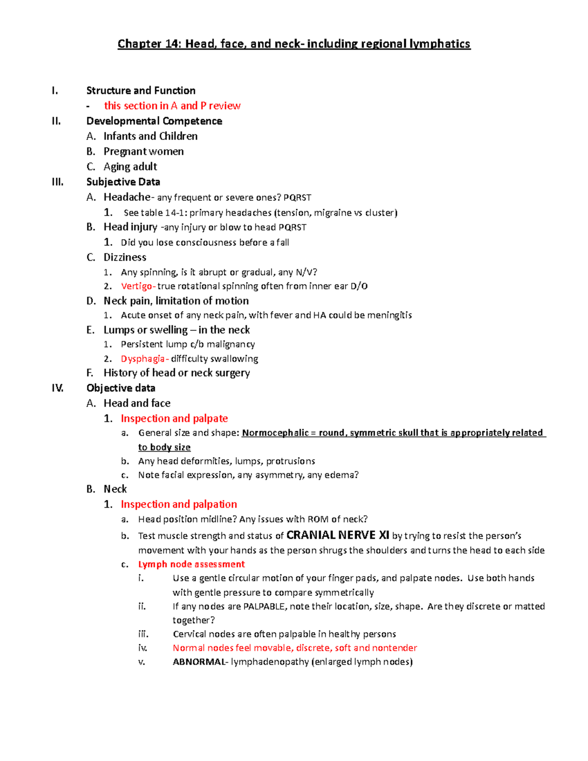 NR 302 Chapter 14 - Chapter 14: Head, Face, And Neck- Including ...