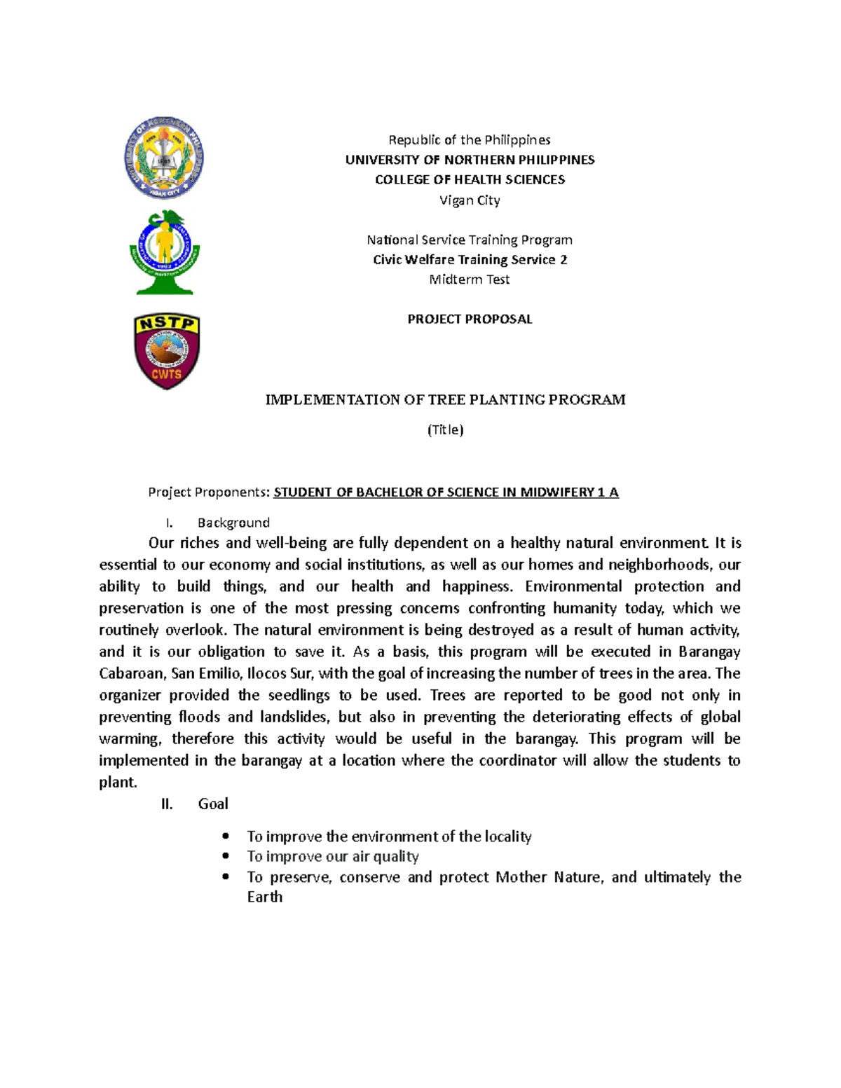 Project- Proposal - Republic of the Philippines UNIVERSITY OF NORTHERN ...