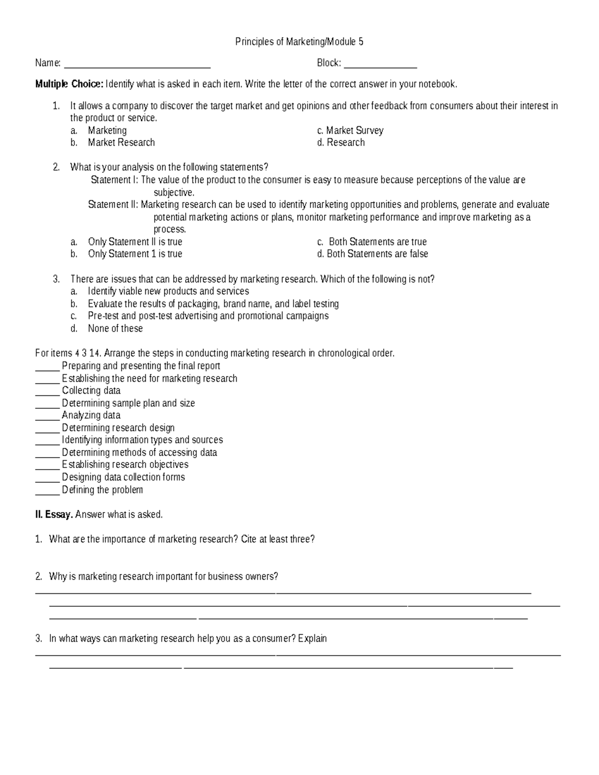 Module 5 Activity Principles Of Marketing Module 5 Name