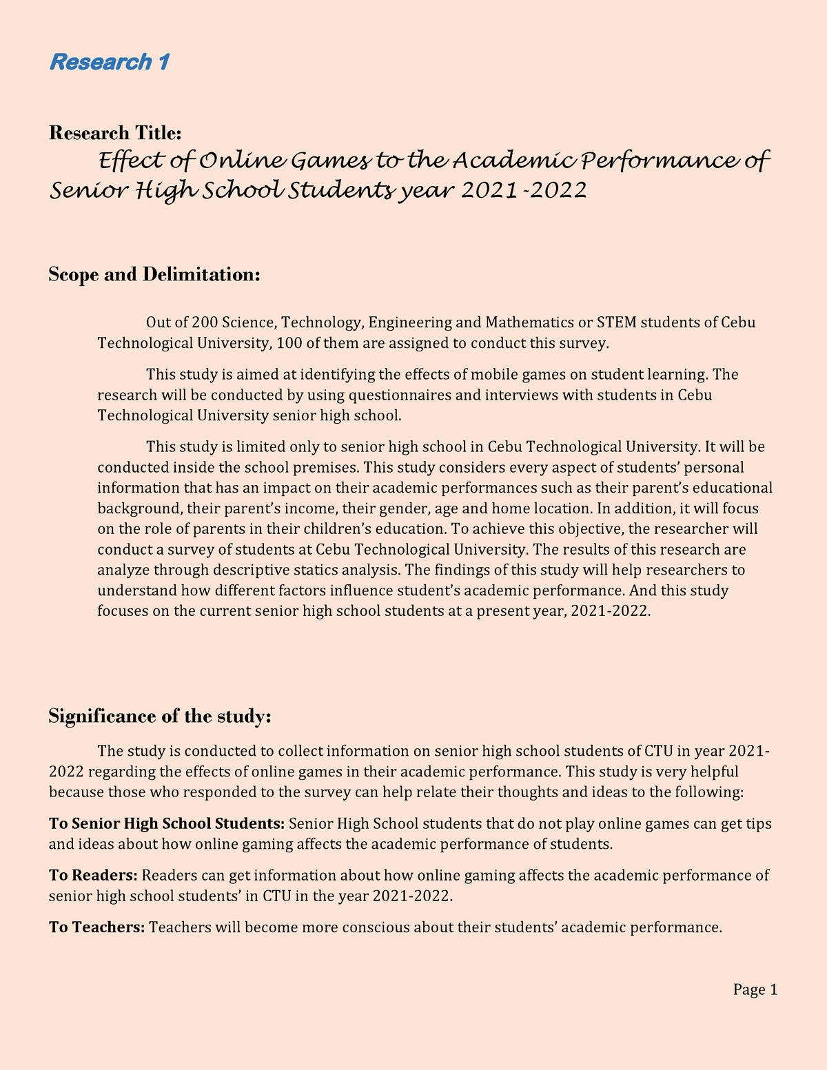 Scope And Delimitation 365 Research 1 Research Title Effect Of 