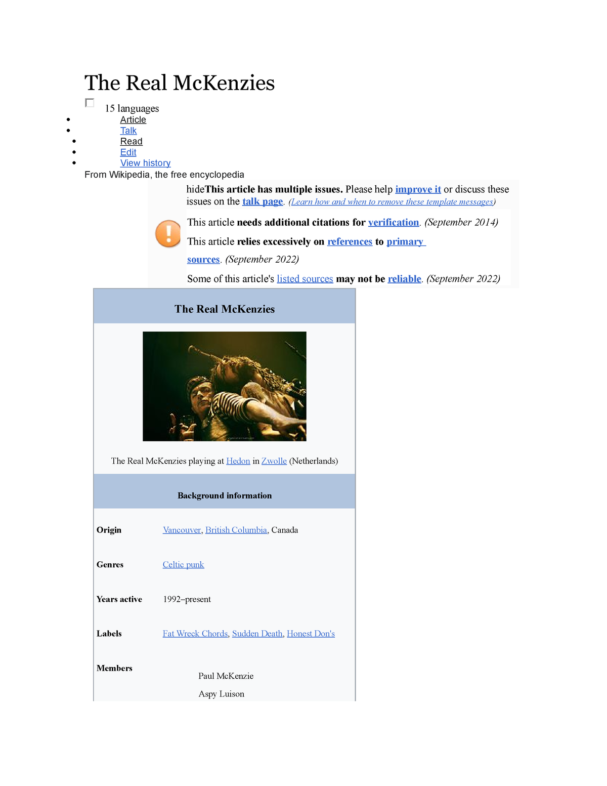 The Real McKenzies - Wikipedia