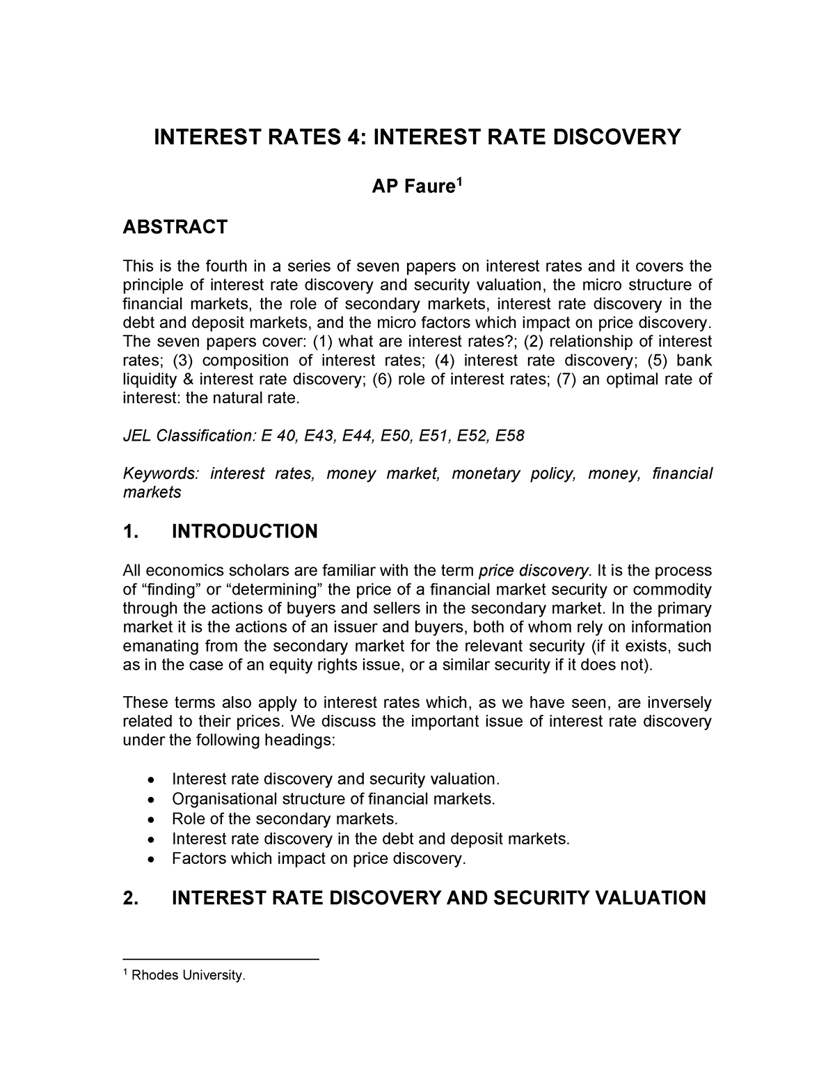 Discovery Interest Rates