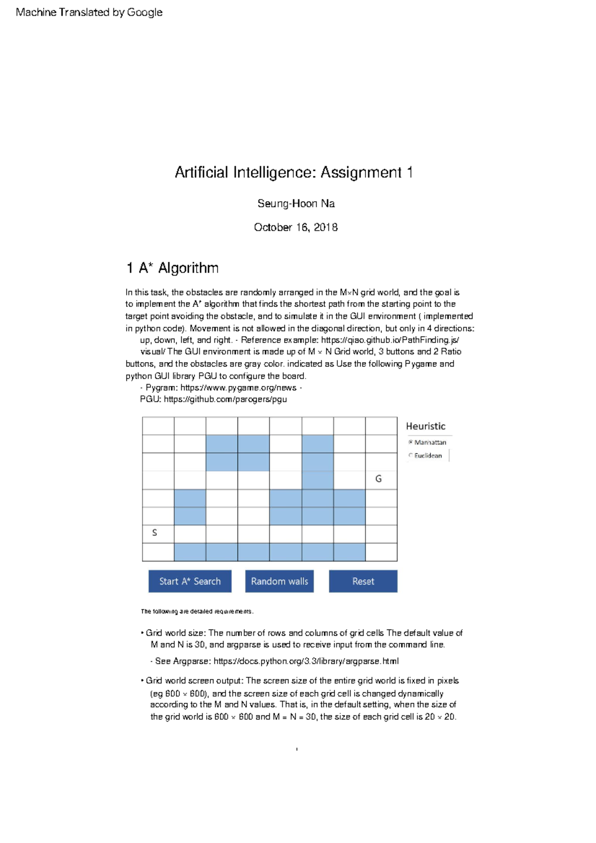 AI assignment 1 - practice problems - 1 A* Algorithm Artificial ...