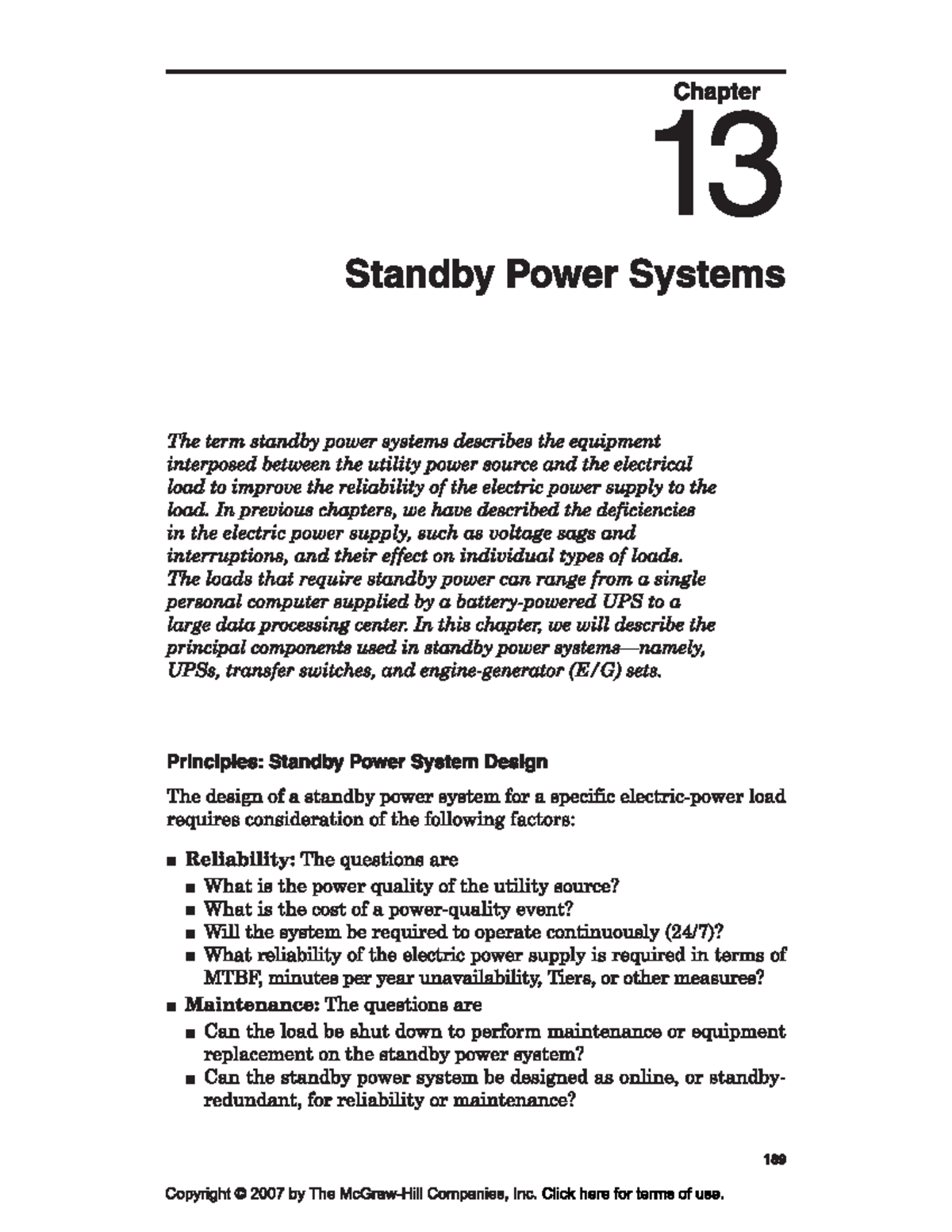 Stand By - Sistemas de enérgia de reservas - Chapter 13 Stand Power ...