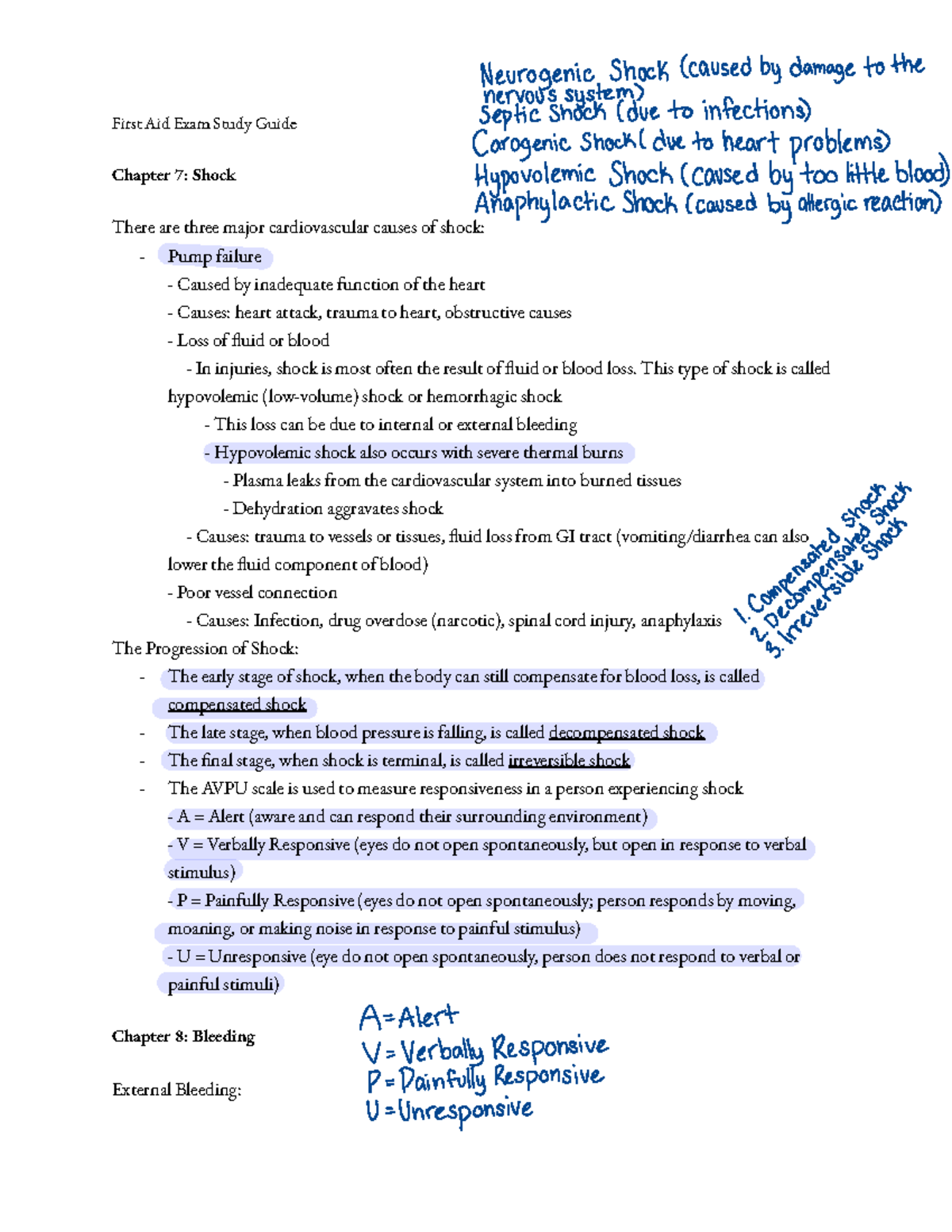 First Aid Exam Study Guide First Aid Exam Study Guide Chapter 7