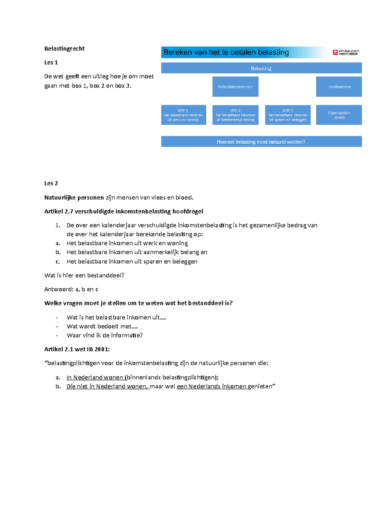 Samenvatting Belastingrecht Met Betrekking Tot De Inkomstenbelasting ...