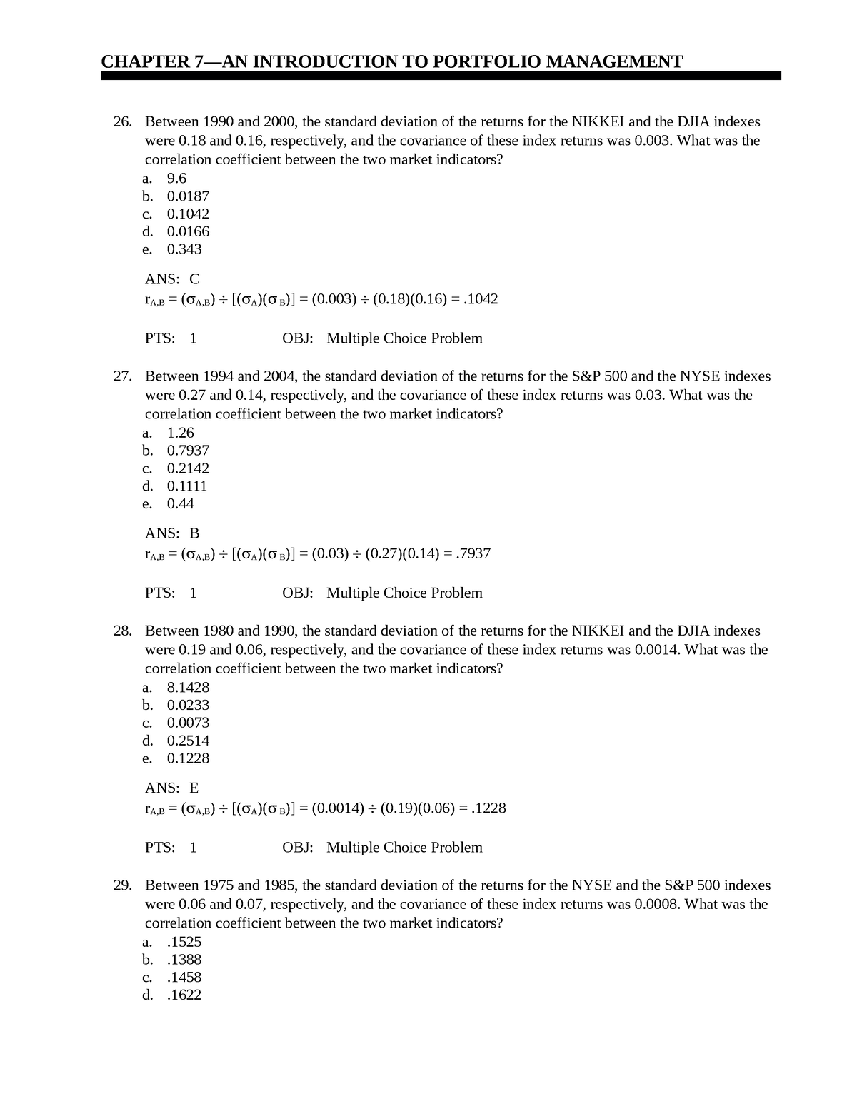 Chapter 7 Test Bank Part 2 - CHAPTER 7—AN INTRODUCTION TO PORTFOLIO ...