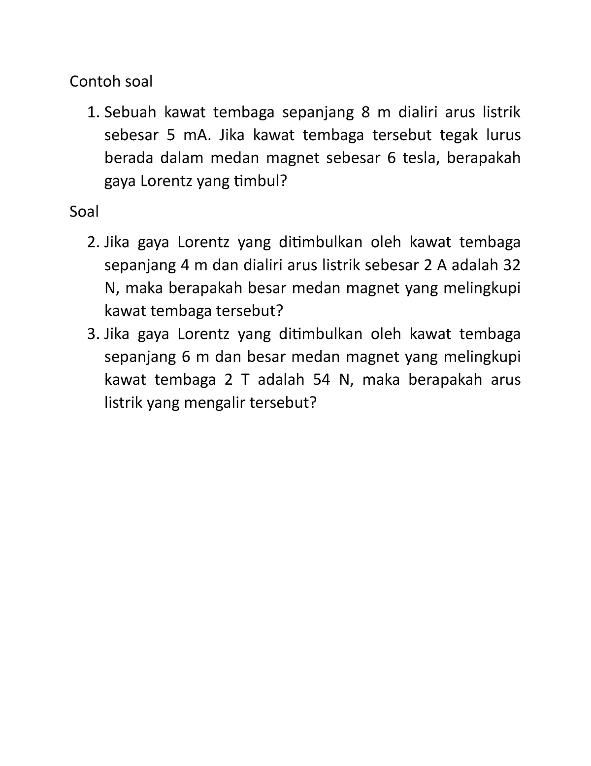 SOAL DAN Contoh SOAL Kemagnetan - Contoh Soal Sebuah Kawat Tembaga ...