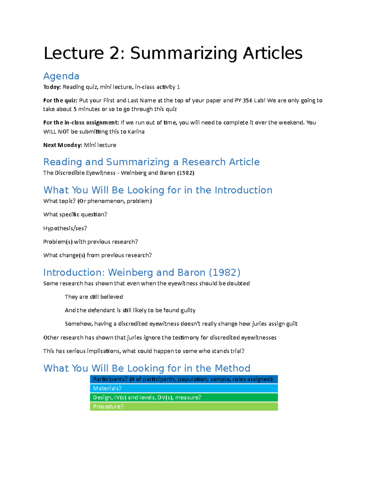 Summarizing Articles - Lecture 2: Summarizing Articles Agenda Today ...