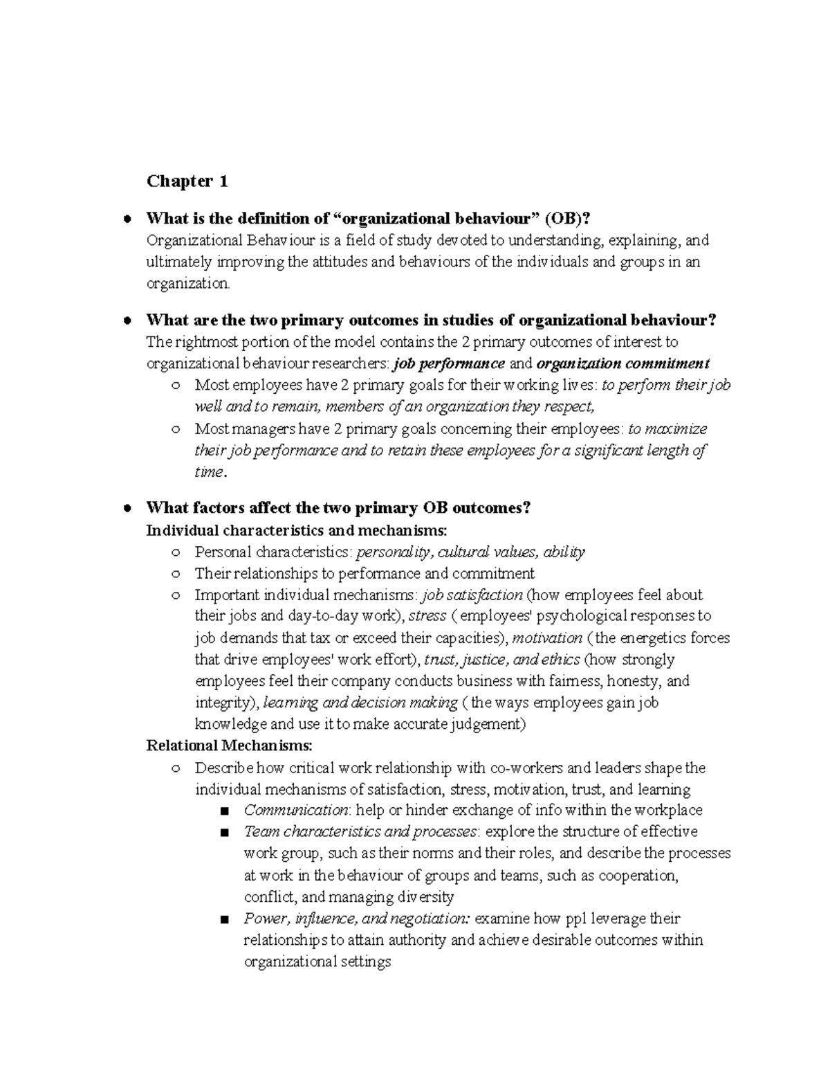 2336 EXAM Notes - Chapter 1 What is the definition of “organizational ...