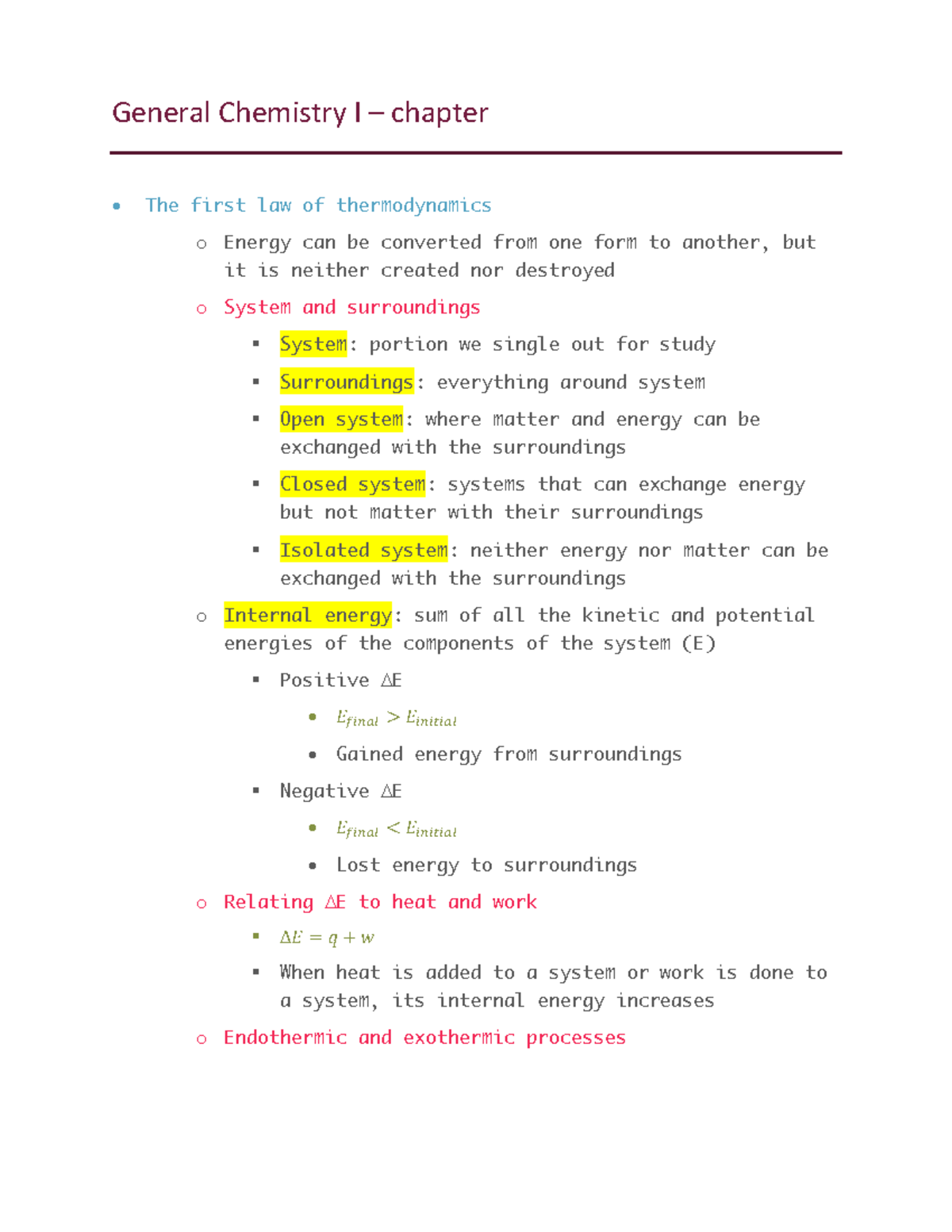 General Chemistry I - chapter 5 - General Chemistry I – chapter • The ...