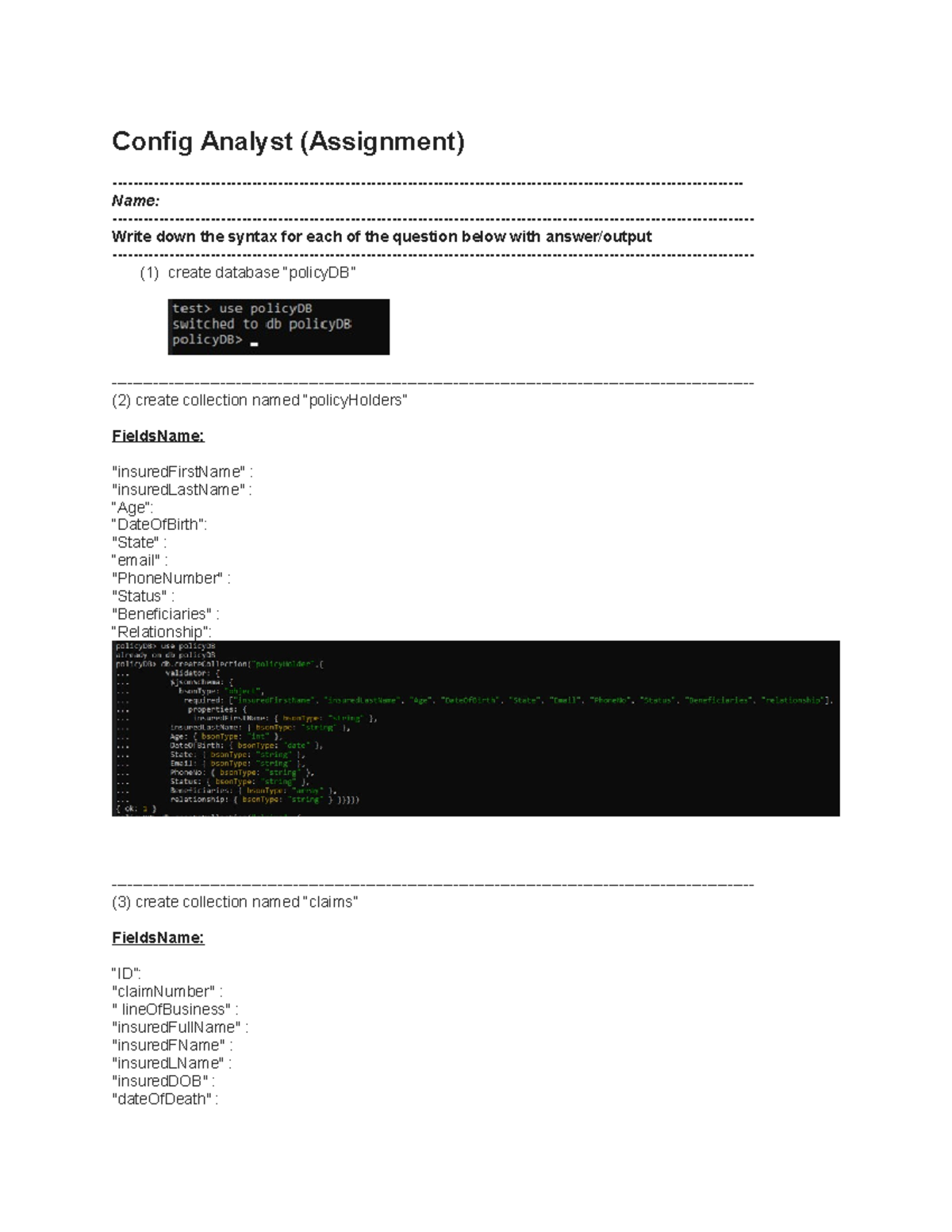 Assignment-with-Answers - Config Analyst (Assignment) - Name: - Write ...