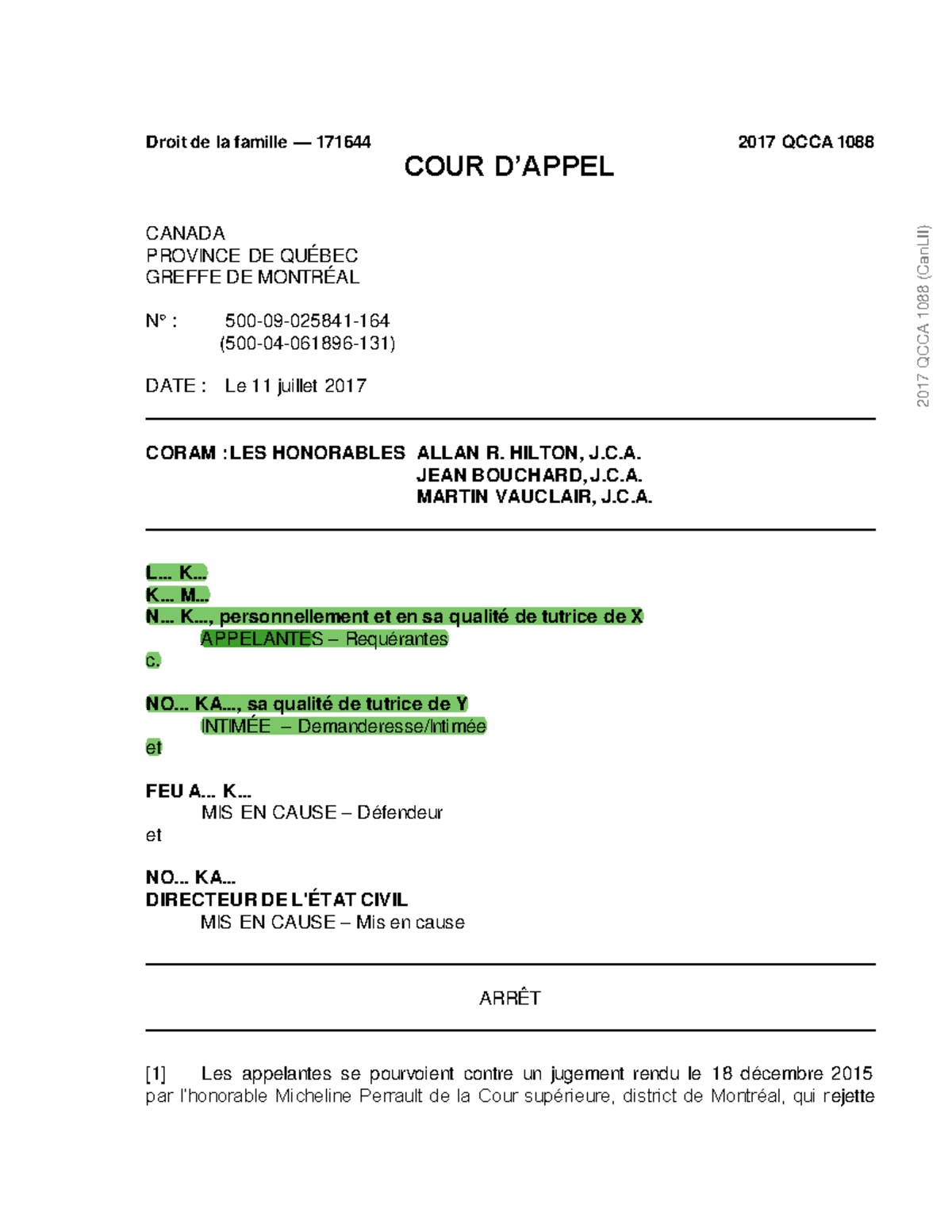 Texte- Jurisprudence - Droit de la famille — 171644 2017 QCCA 1088 COUR ...