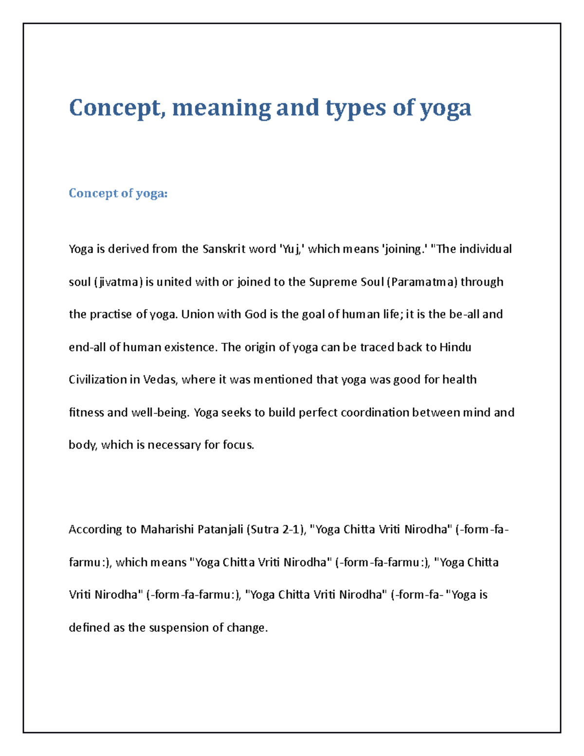Concept Meaning And Types Of Yoga Concept Meaning And Types Of Yoga