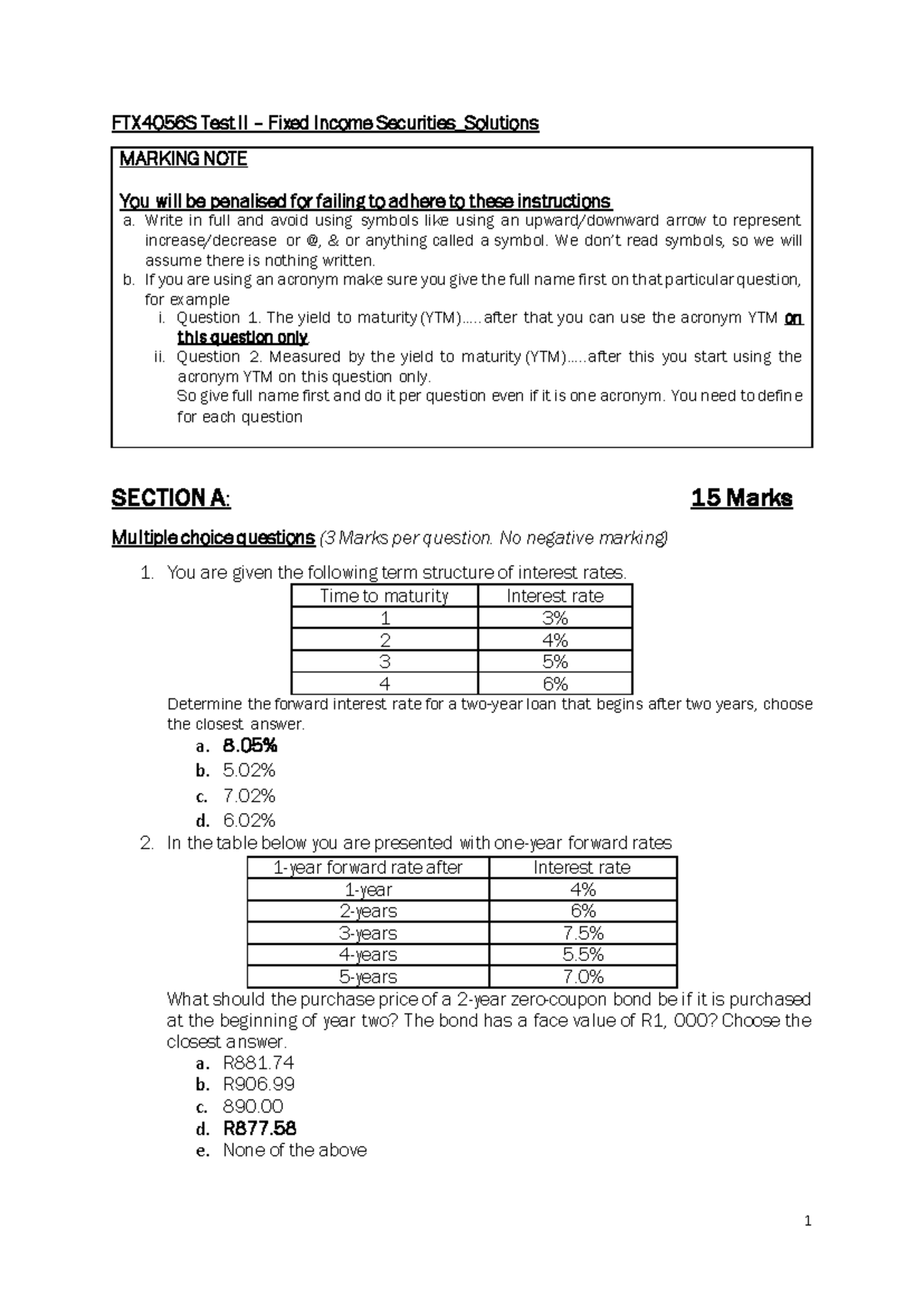 1. FTX4056S Test II Final 2021 Solutions - FTX4056S Test II – Fixed ...
