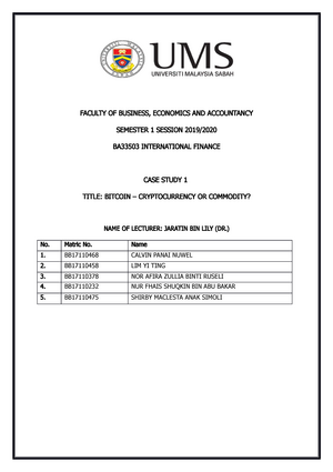 International Finance Case 1 New Faculty Of Business Economics And Accountancy Semester 1 Session Studocu