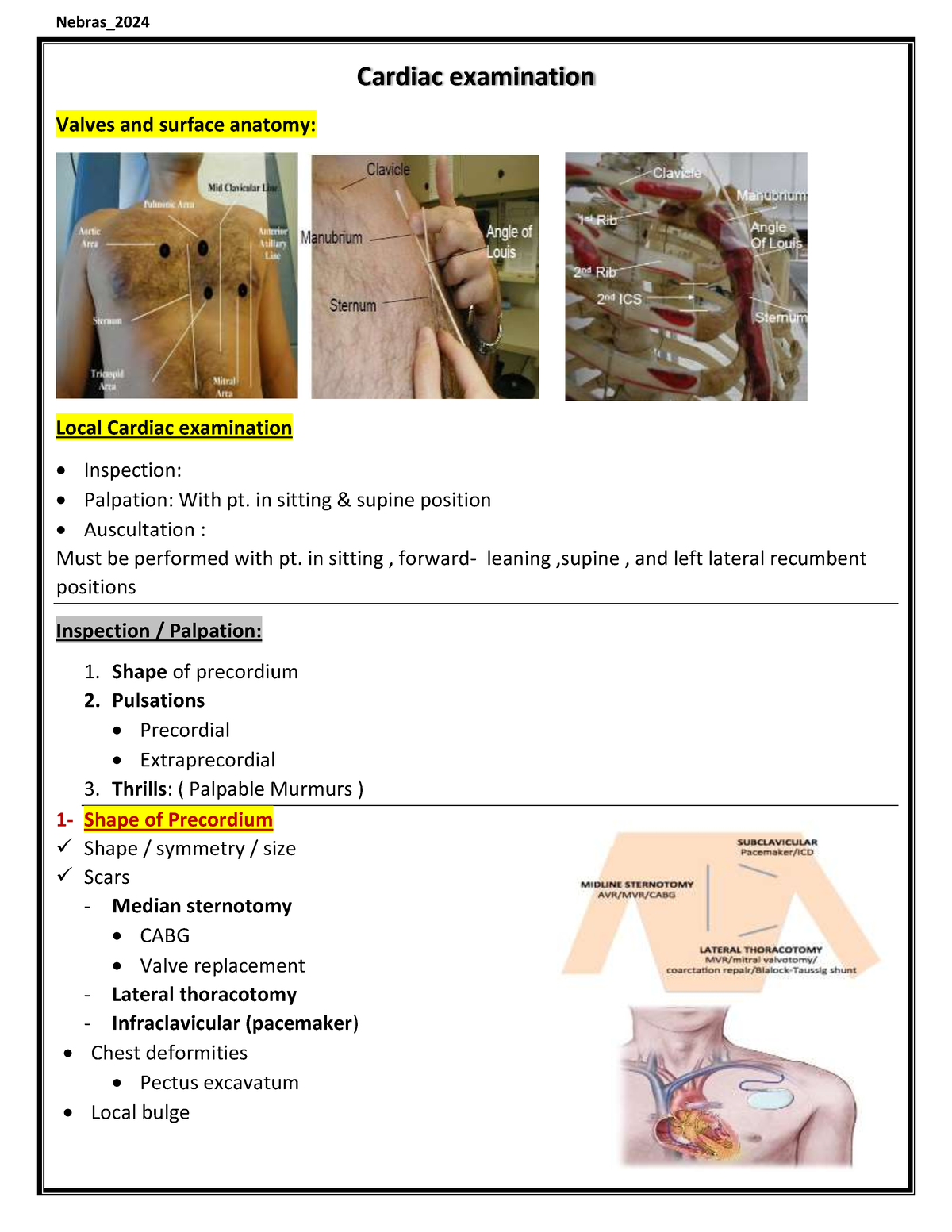 Cardiac Examination - Physiology - Cardiac Examination Valves And ...