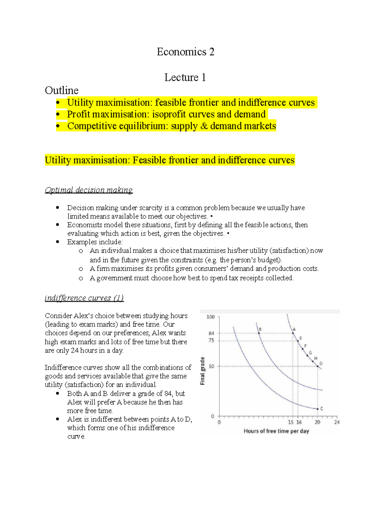 Economics 2 - Lecture notes 1-13 - Economics 2 Lecture 1 Outline ...