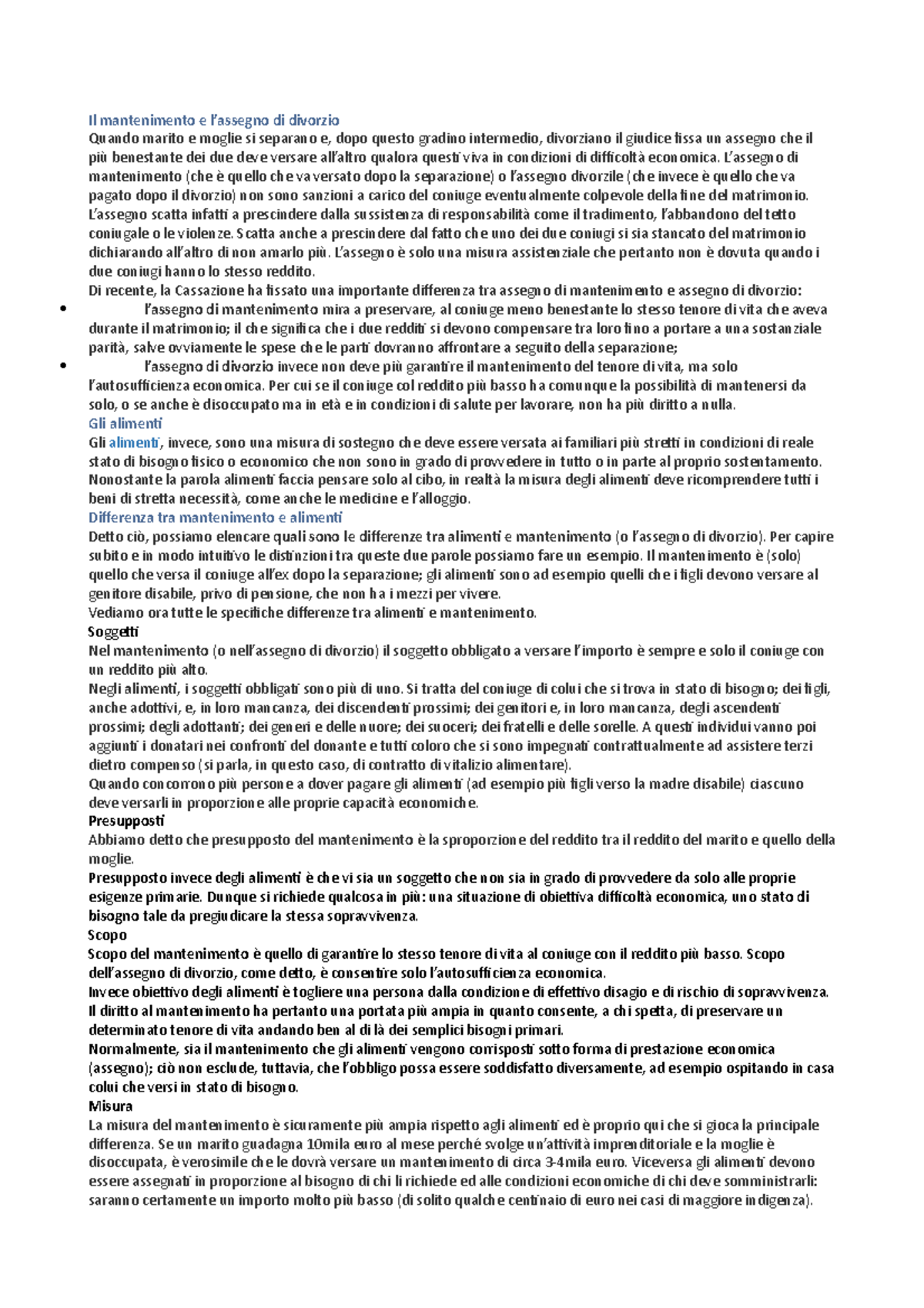 Il Mantenimento E Gli Alimenti - Il Mantenimento E L’assegno Di ...