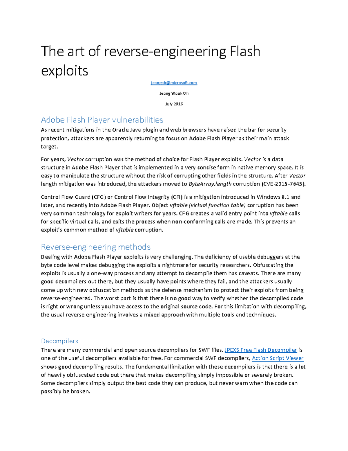 Us 16 Oh The Art of Reverse Engineering Flash Exploits wp - The art of ...